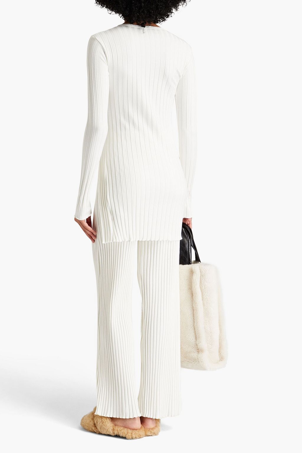 SIMON MILLER ストレッチマイクロモダール ワイドレッグパンツ リブ編み
