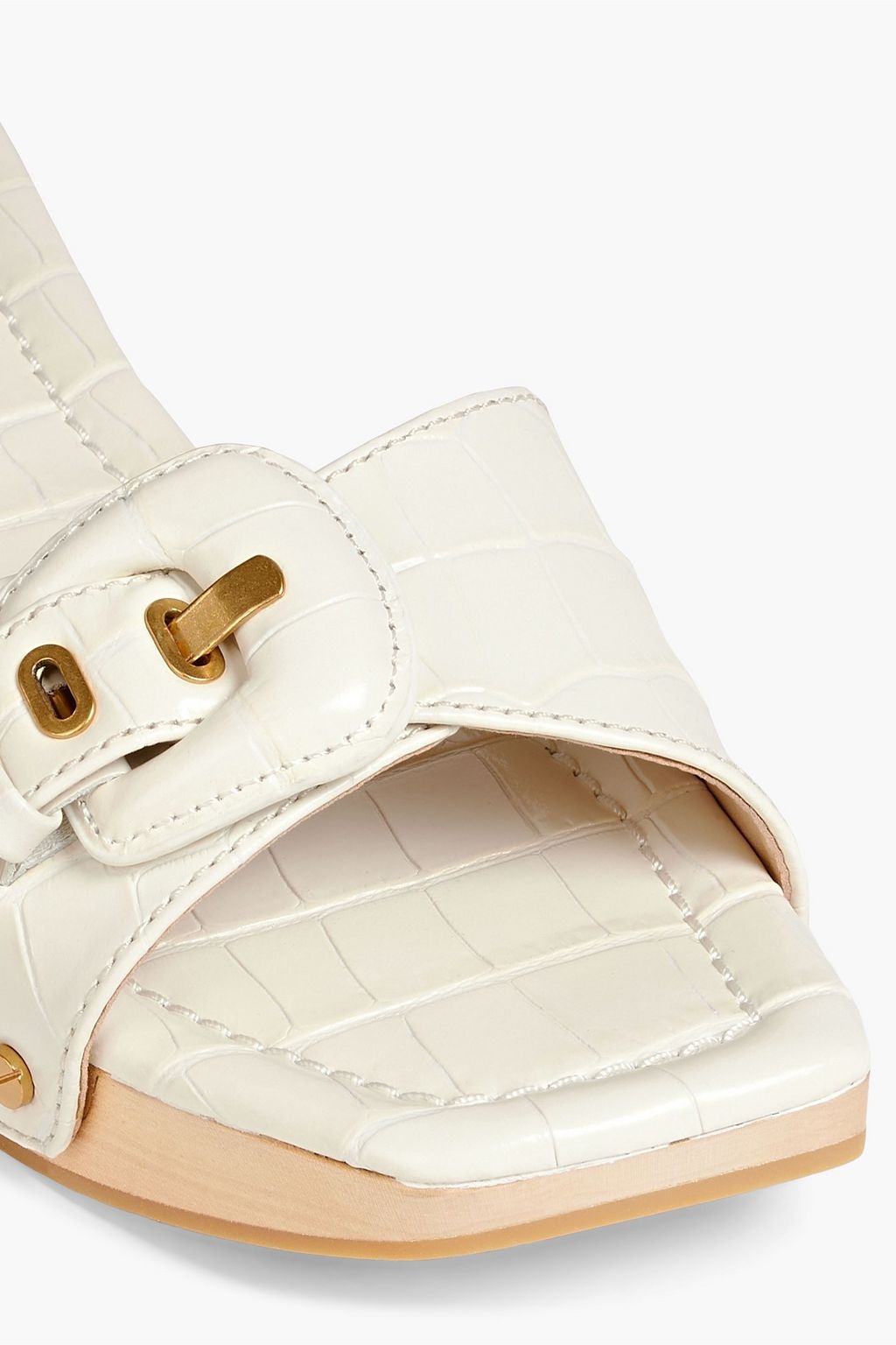 VERONICA BEARD Davina buckled croc-effect leather mules