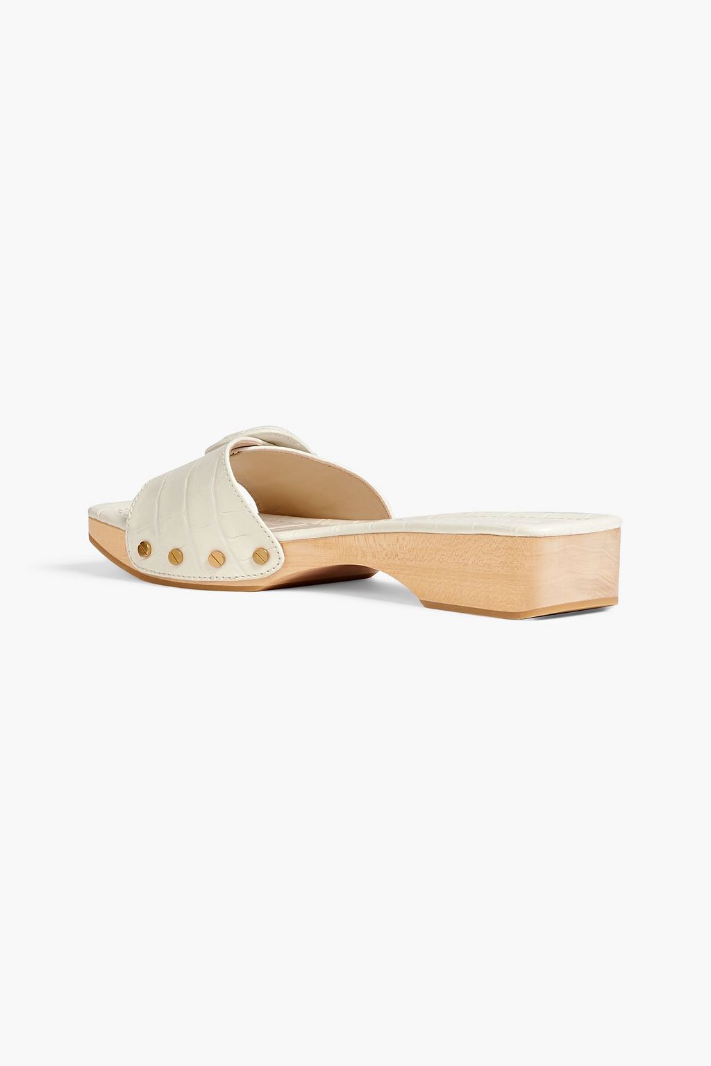 VERONICA BEARD Davina buckled croc-effect leather mules