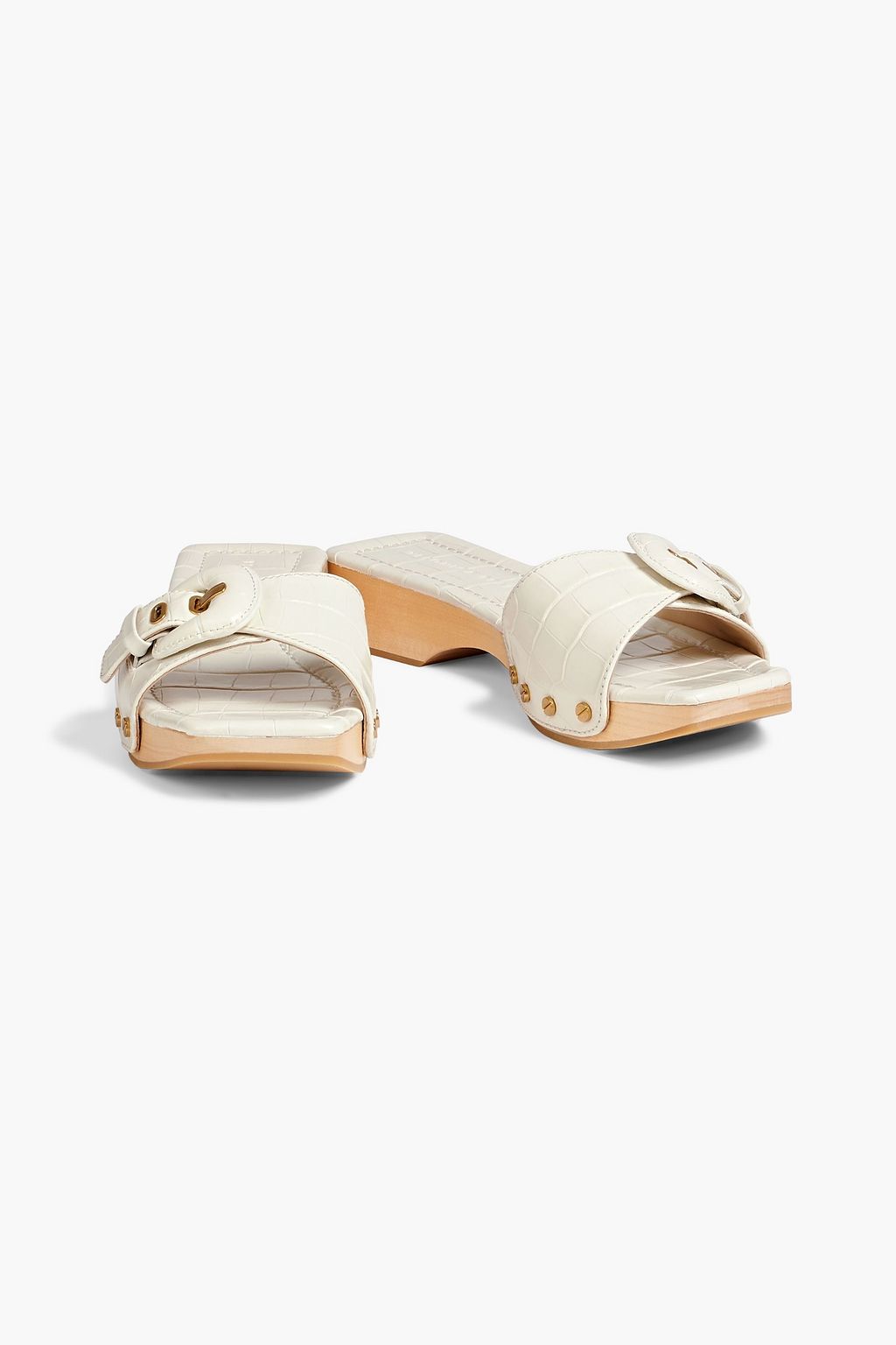VERONICA BEARD Davina buckled croc-effect leather mules