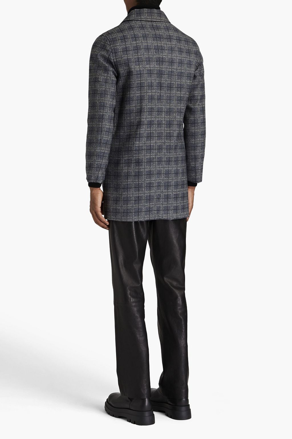 BOTTEGA VENETA Reversible checked wool-crepe and shell coat