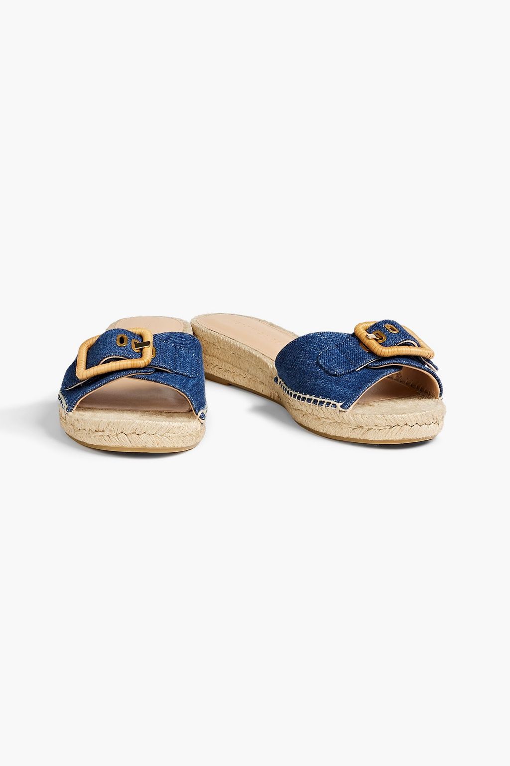 VERONICA BEARD Apa buckled denim espadrille slides