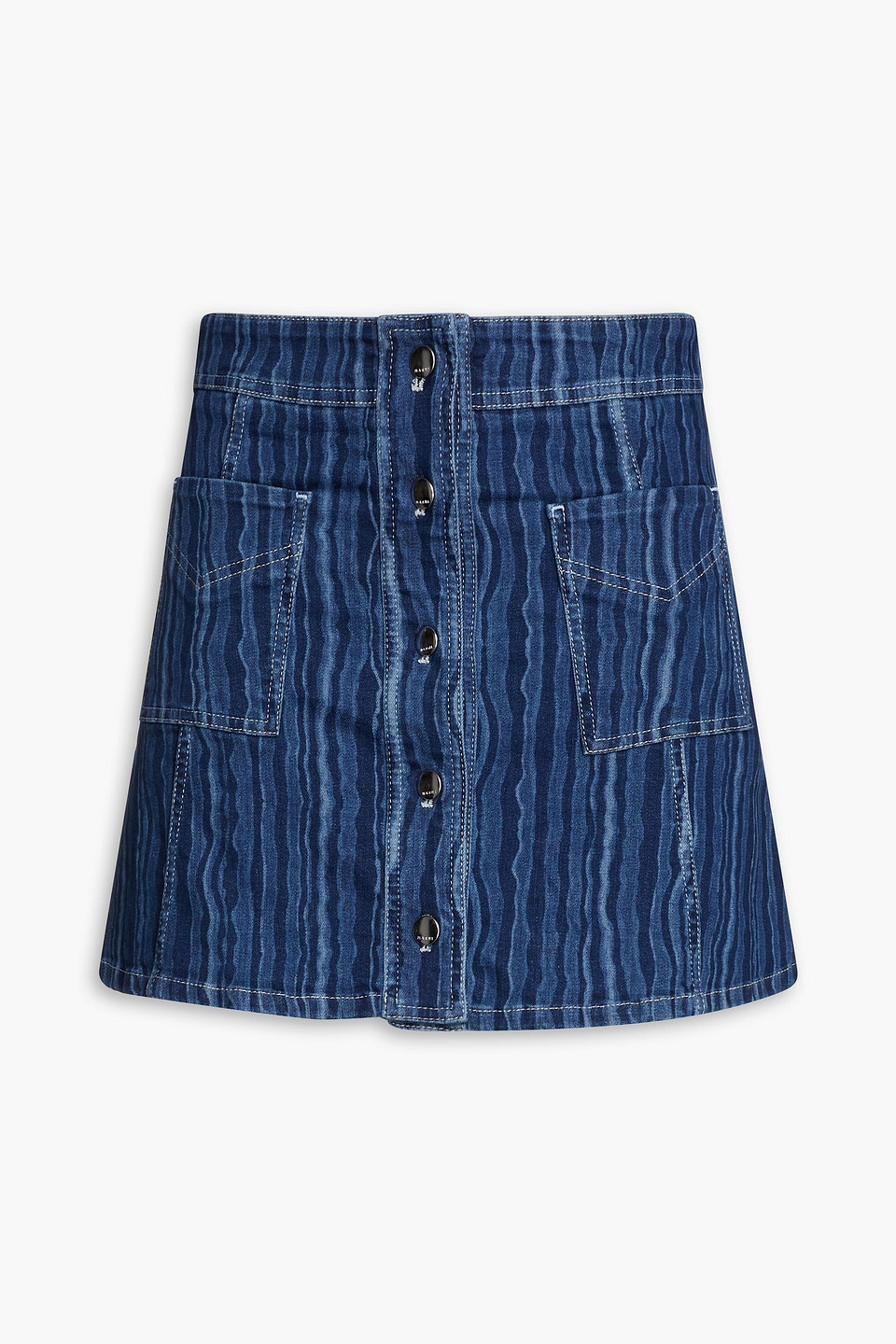 Marni Printed Denim Mini Skirt In Mid Denim