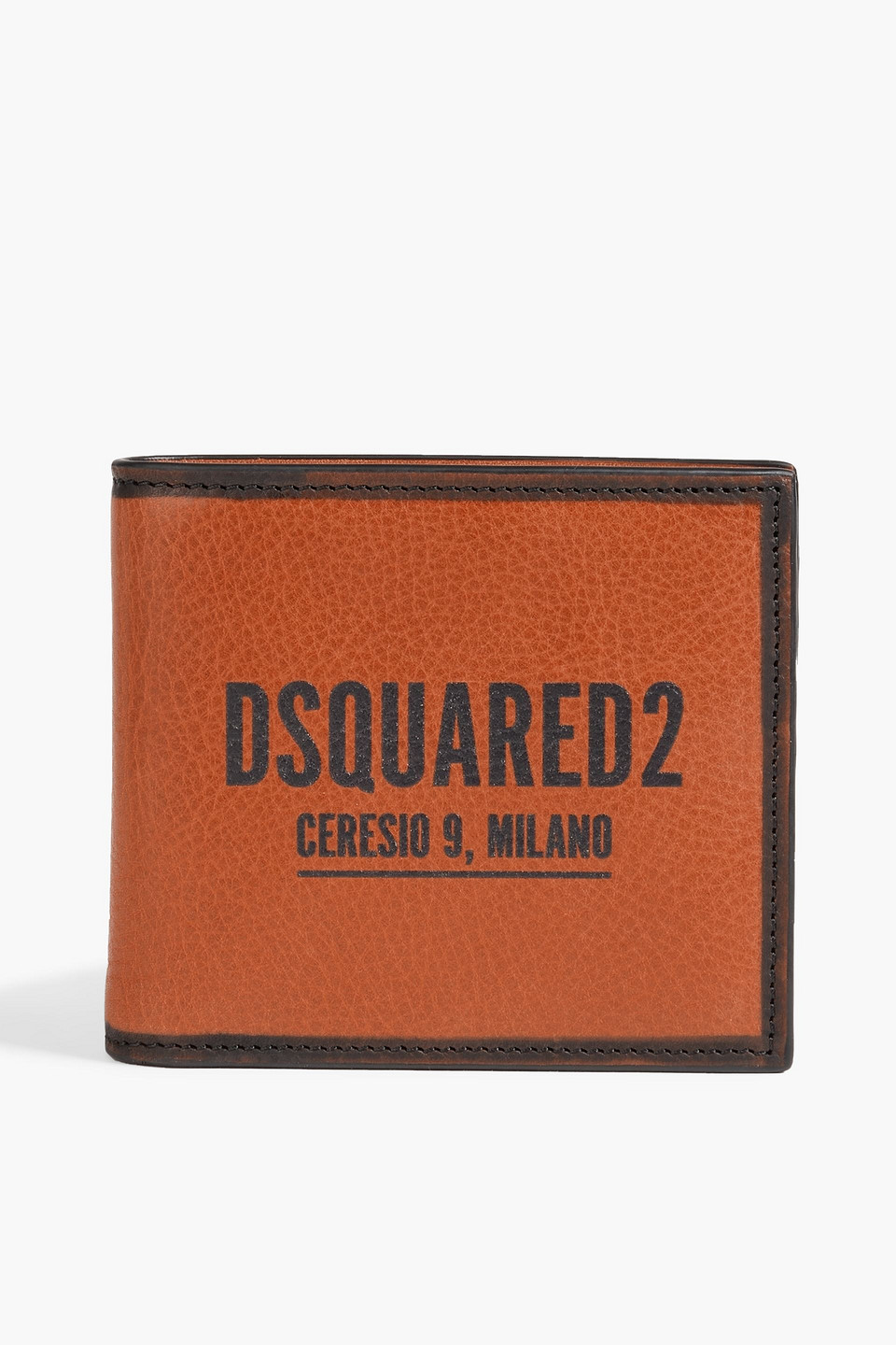 Dsquared2 Printed Leather Wallet In Brown