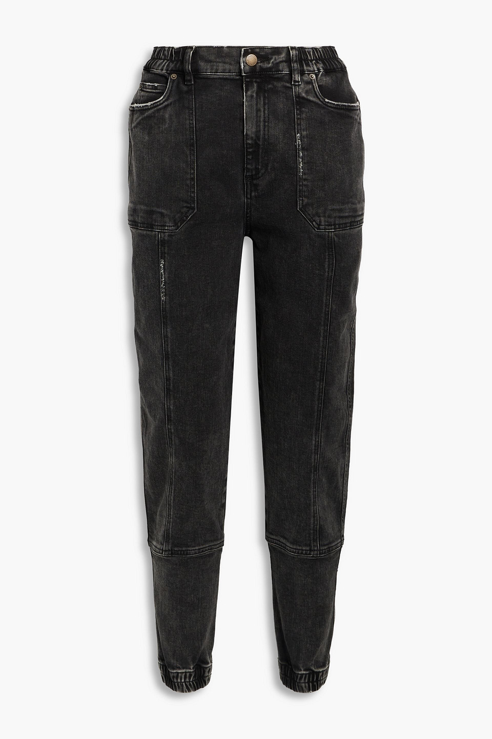 Retroféte Carter Distressed High-rise Tapered Jeans In Charcoal