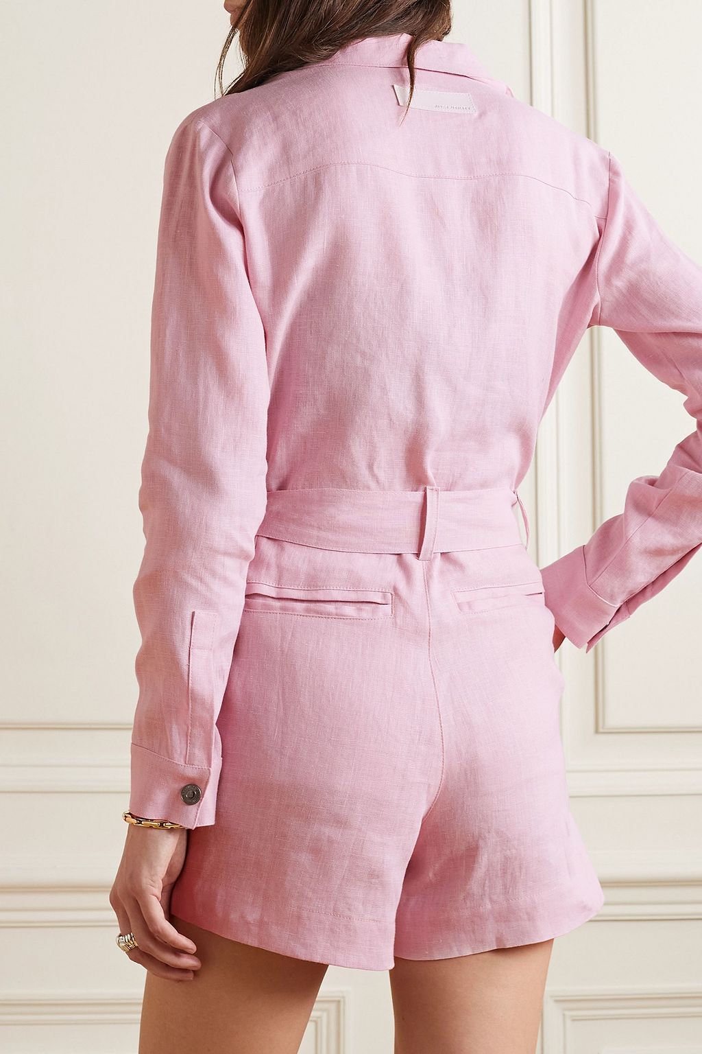 RIVET UTILITY Trendsetter belted linen playsuit
