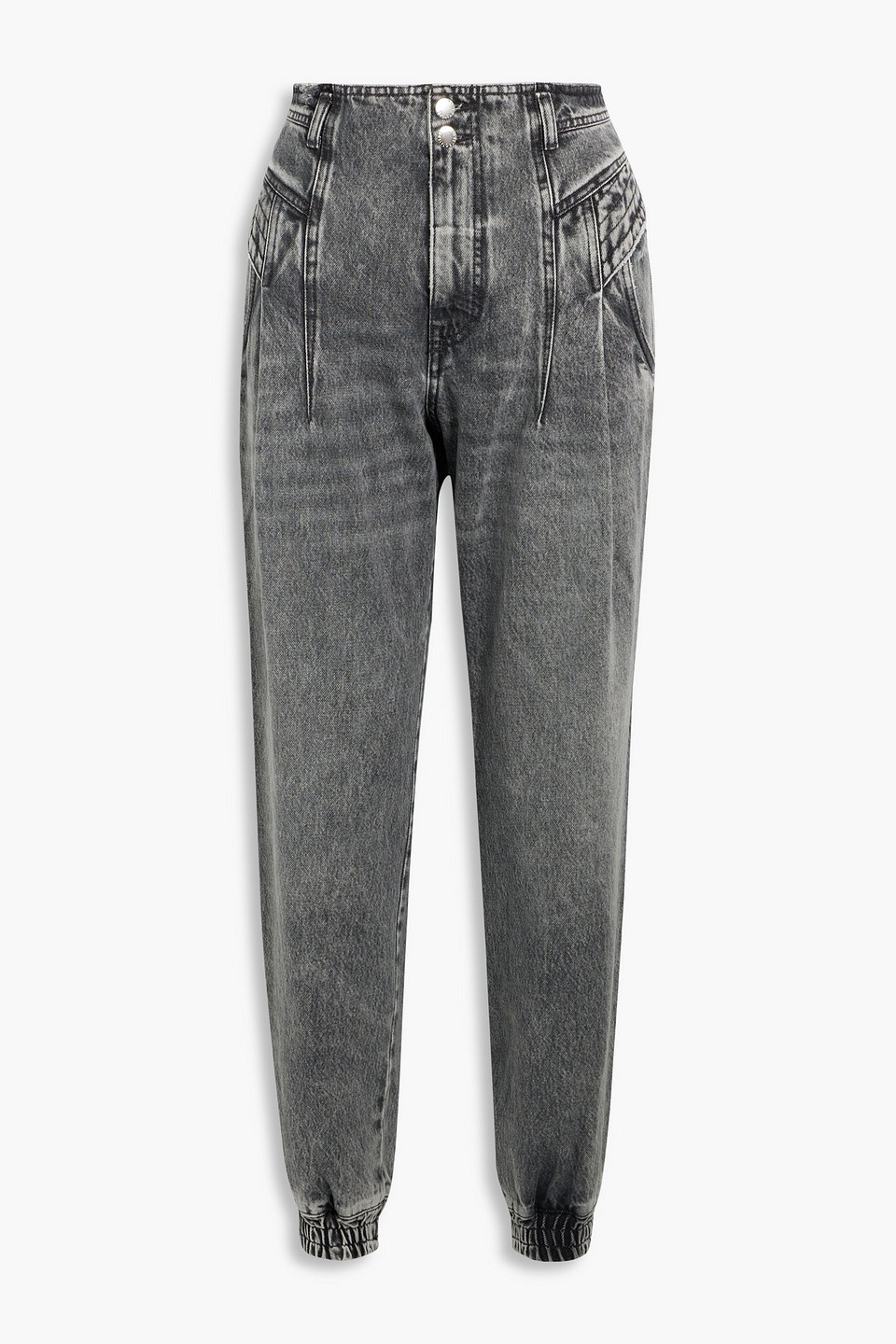 retrofête - miriam frayed high-rise tapered jeans - gray - 26