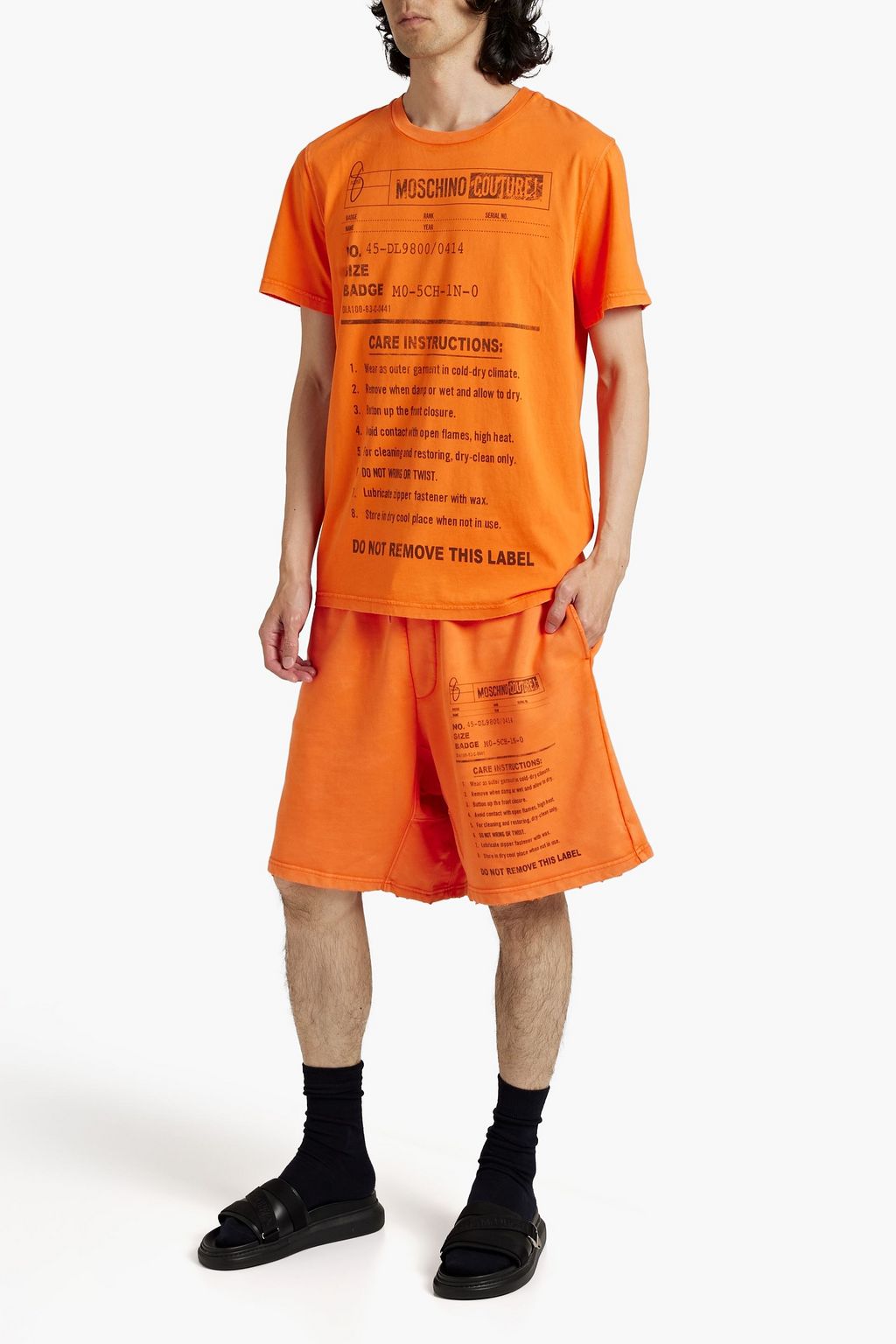 MOSCHINO Distressed printed cotton-jersey T-shirt
