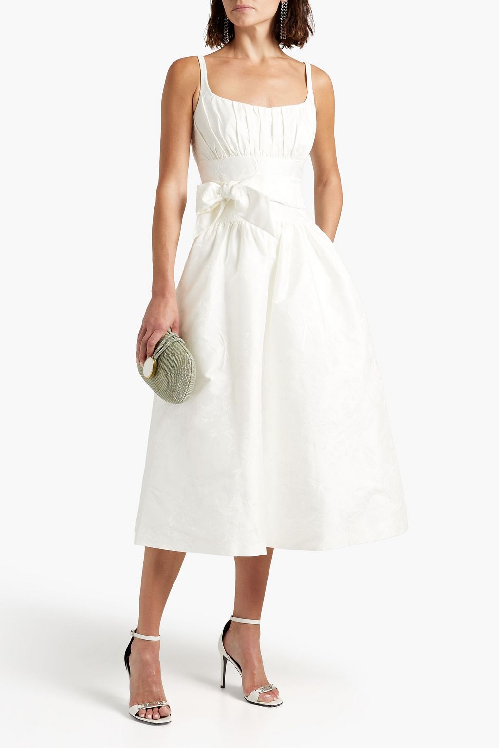 ML MONIQUE LHUILLIER Bow-detailed jacquard mini dress