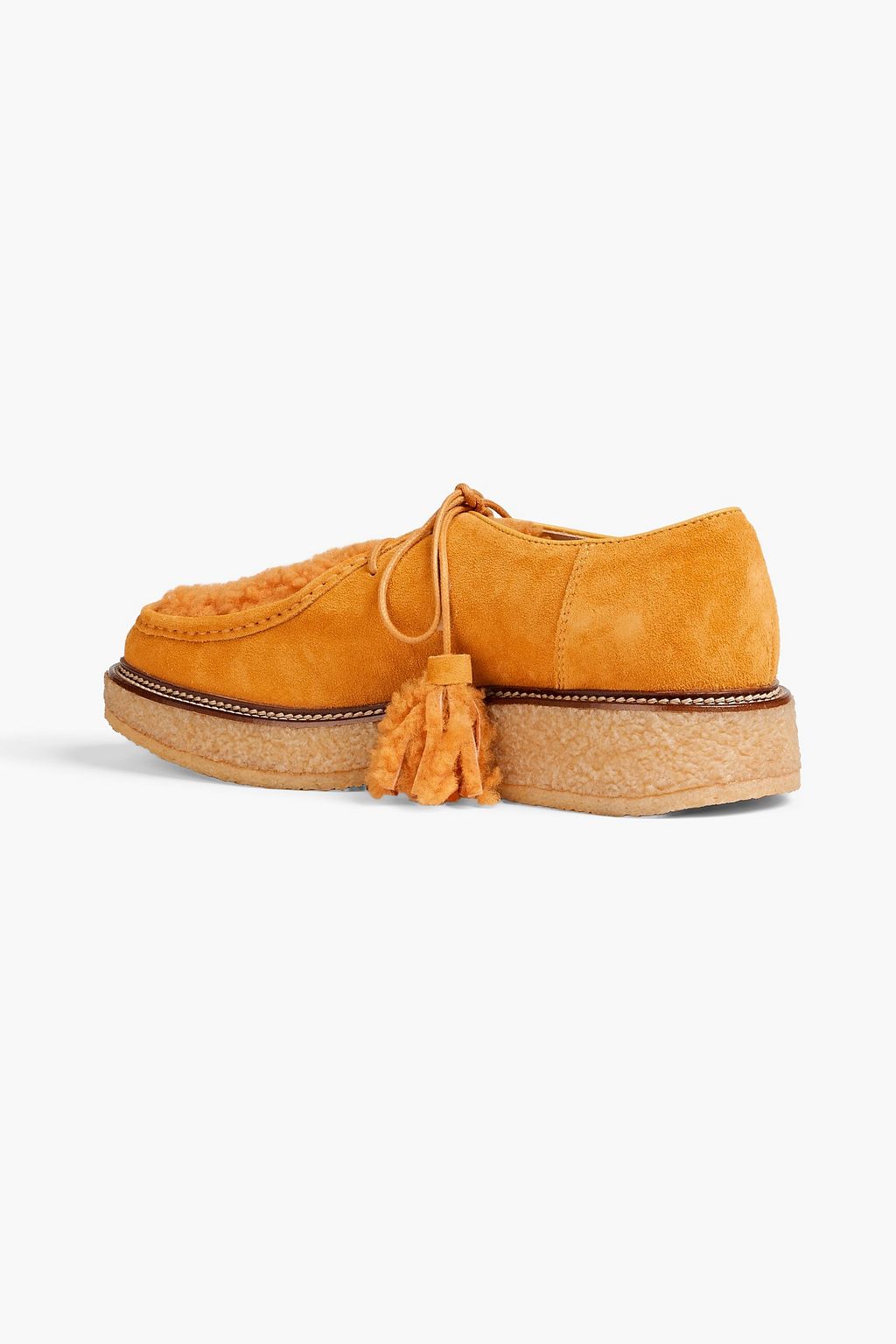 TOD'S Shearling-trimmed suede platform loafers