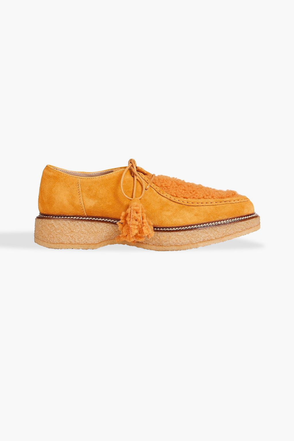 TOD'S Shearling-trimmed suede platform loafers | THE OUTNET