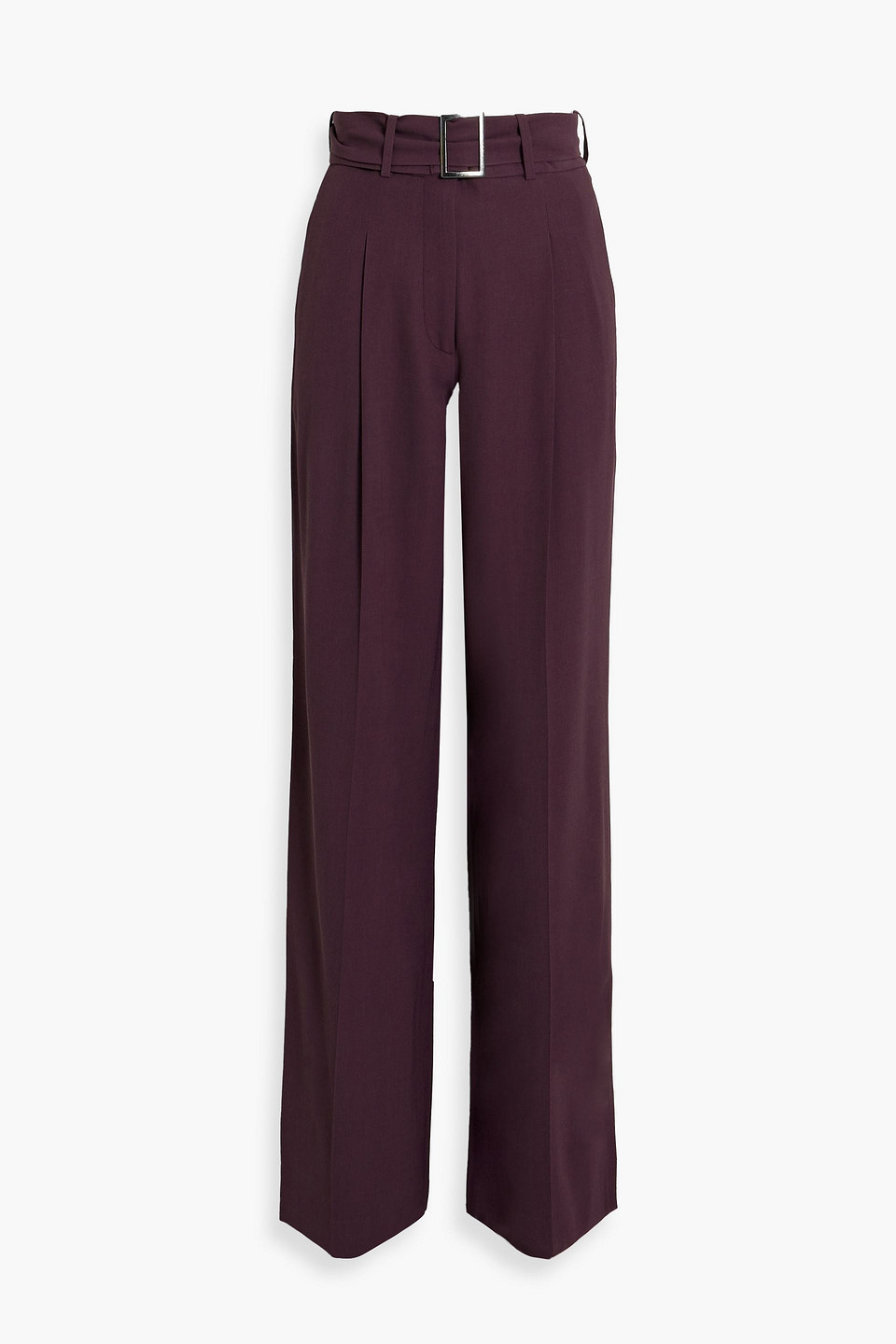 fabiana filippi - belted pleated wool-blend twill straight-leg pants - purple - it 42
