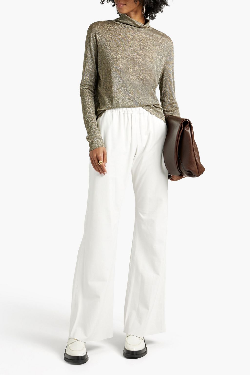 FABIANA FILIPPI Metallic stretch-knit turtleneck sweater