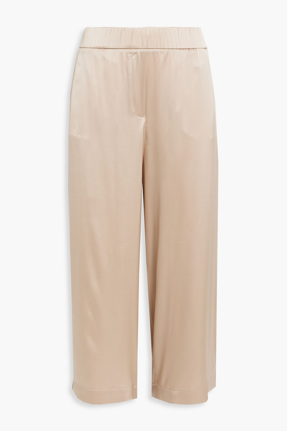Fabiana Filippi Cropped Striped Stretch-silk Satin Wide-leg Pants In Blush