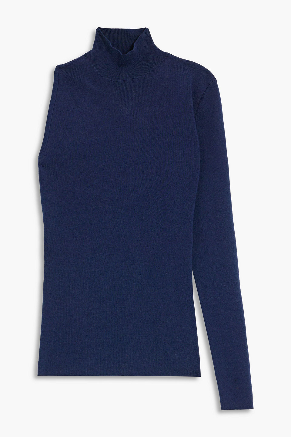 Halston Asymmetric Merino Wool Top In Navy
