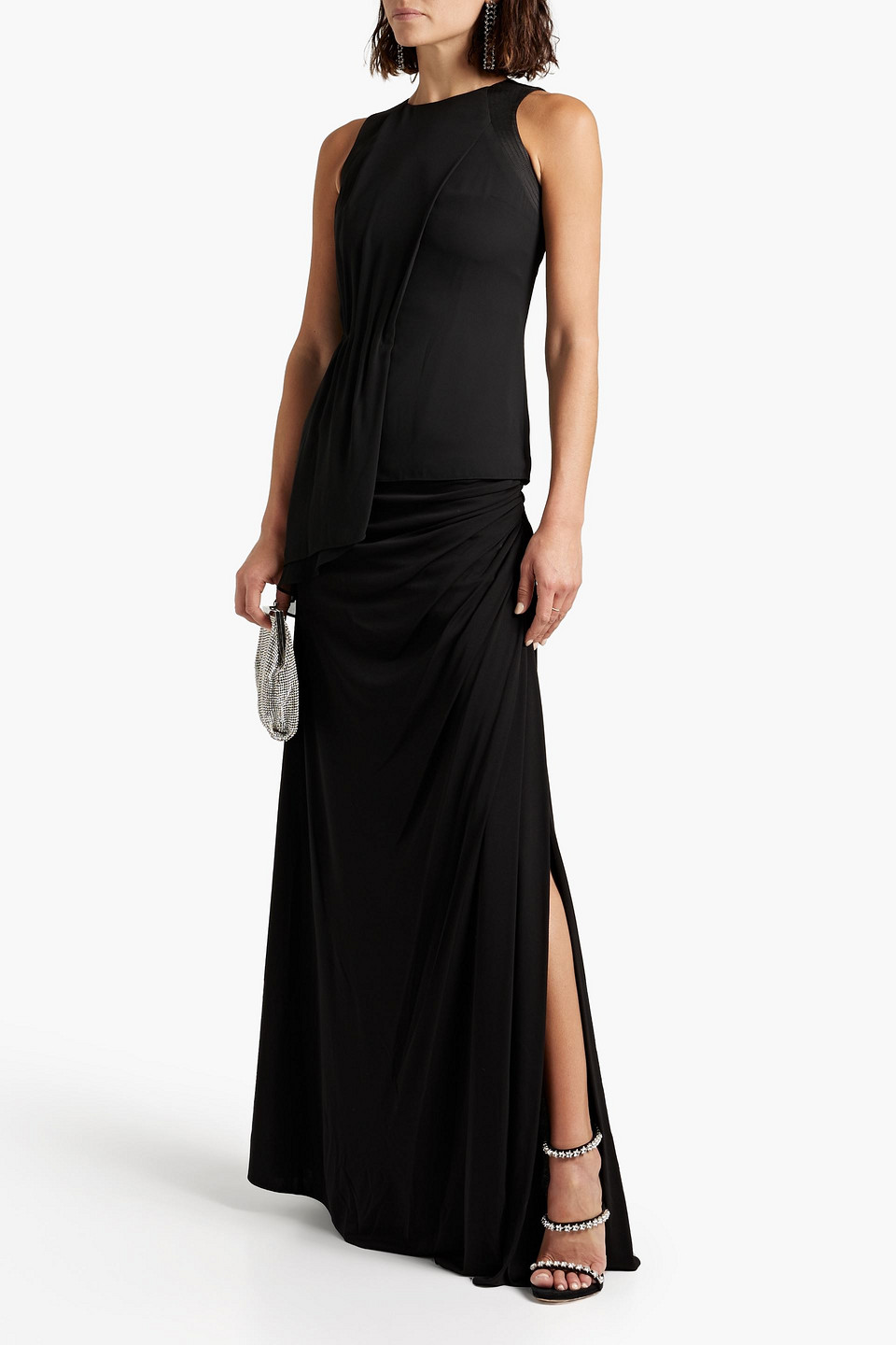  Halston - Callen Ruched Jersey Maxi Skirt - Black - Us 0 