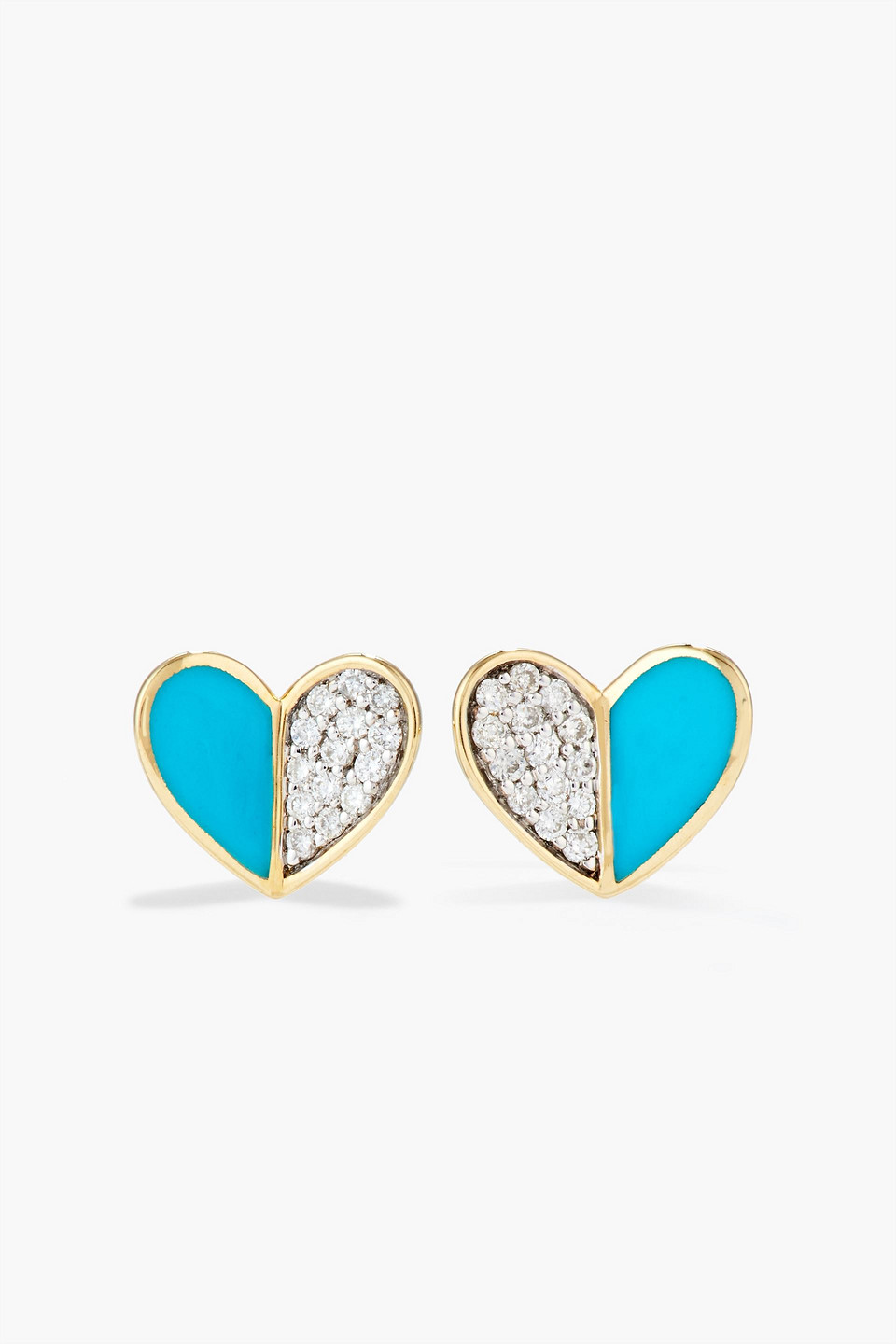Adina Reyter 14-karat Gold, Diamond And Enamel Earrings