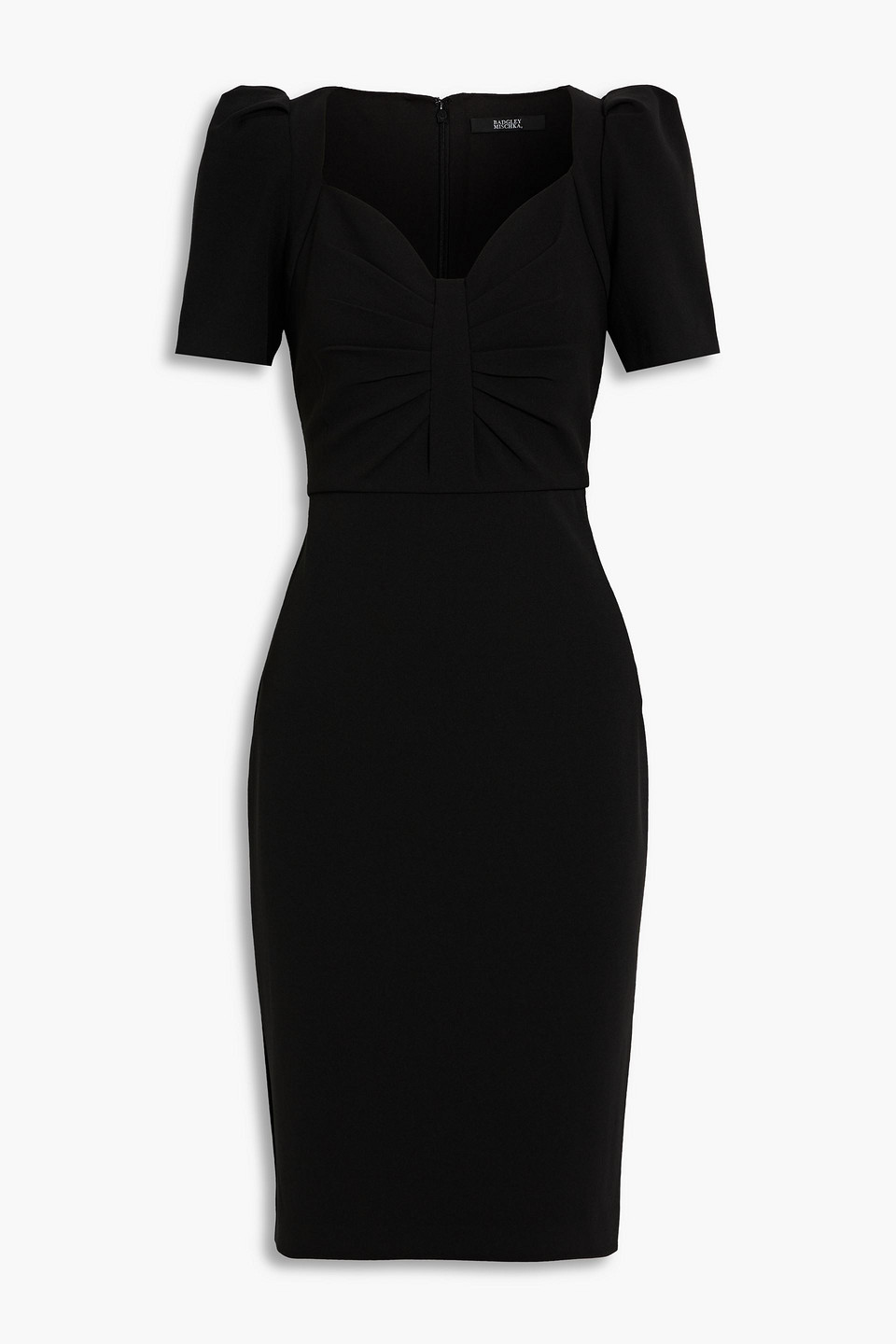 Badgley Mischka Pleated Crepe Dress In Black