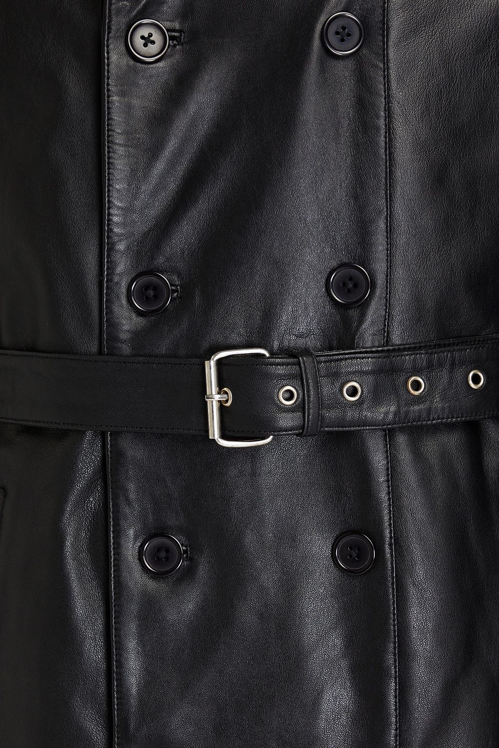 DEADWOOD Belted leather trench coat