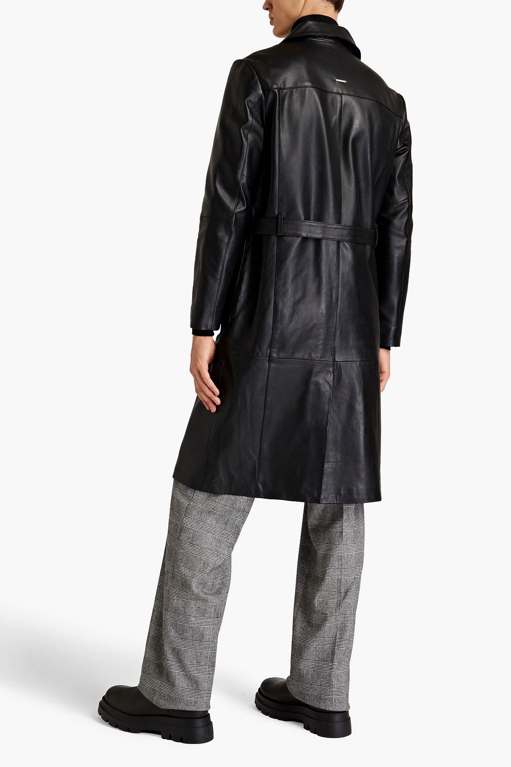 DEADWOOD Belted leather trench coat