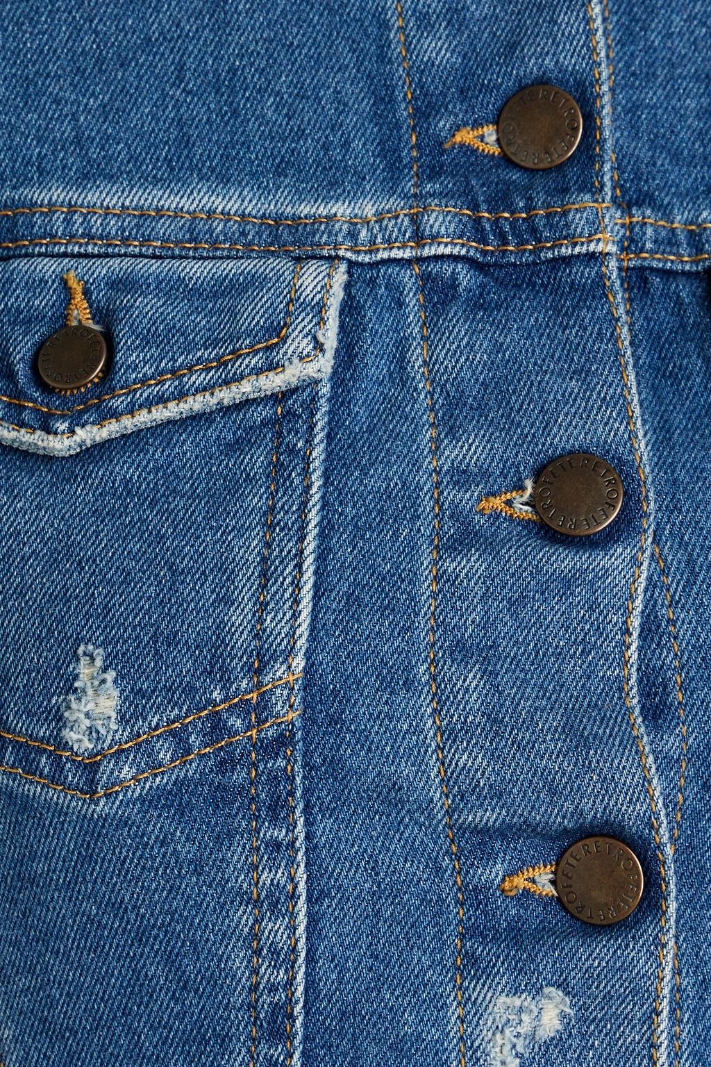RETROFÊTE Belted distressed denim jumpsuit
