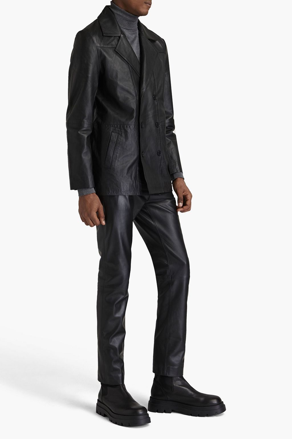 DEADWOOD Yanis leather peacoat