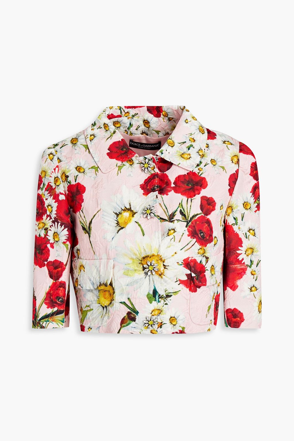 Blush Cropped floral-print cotton-blend cloqué-jacquard jacket | DOLCE & GABBANA | THE OUTNET Blush Cropped floral-print cotton-blend cloqué-jacquard jacket | DOLCE & GABBANA | THE OUTNET