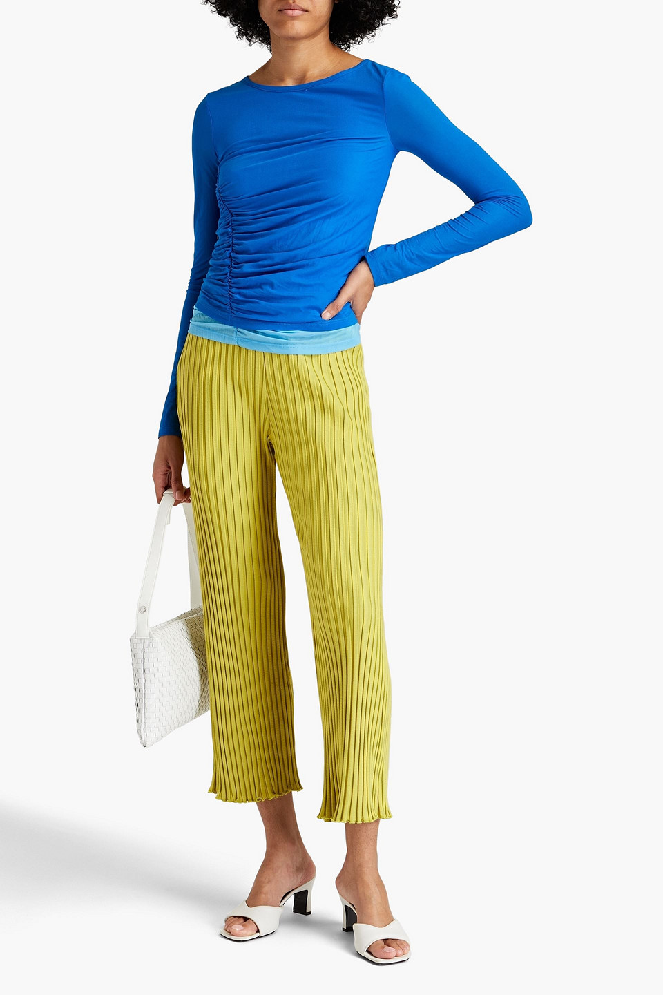 SIMON MILLER RIBBED STRETCH-MICRO MODAL STRAIGHT-LEG PANTS