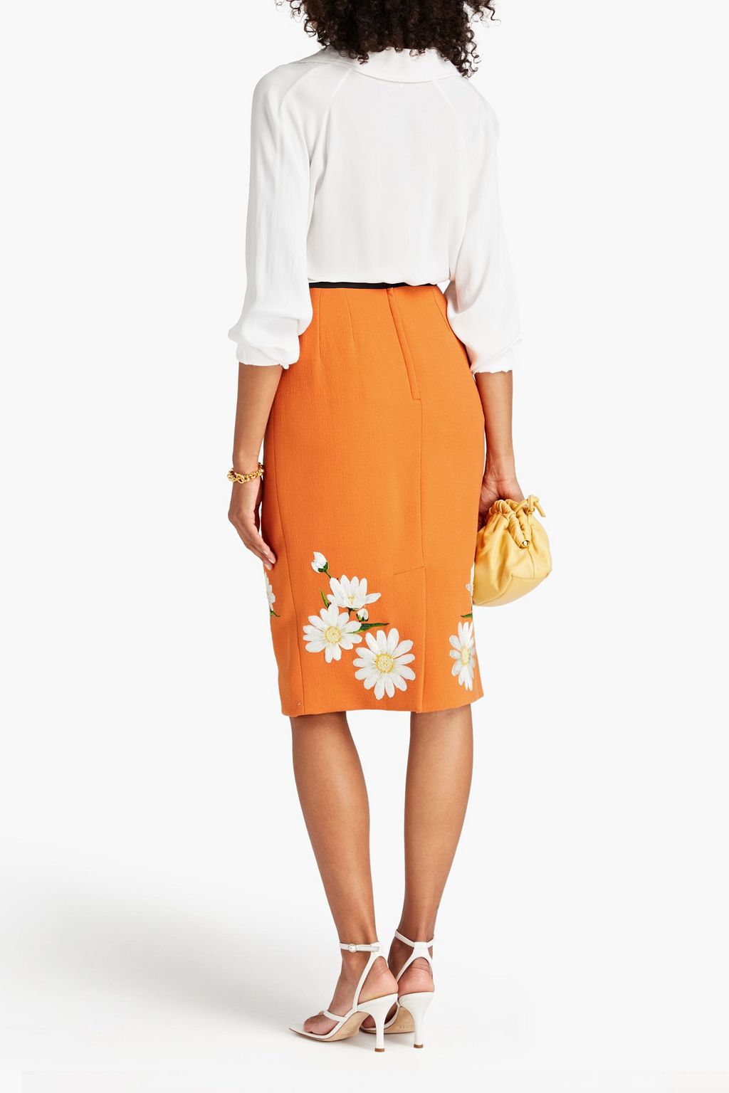 DOLCE & GABBANA Embroidered wool-crepe skirt