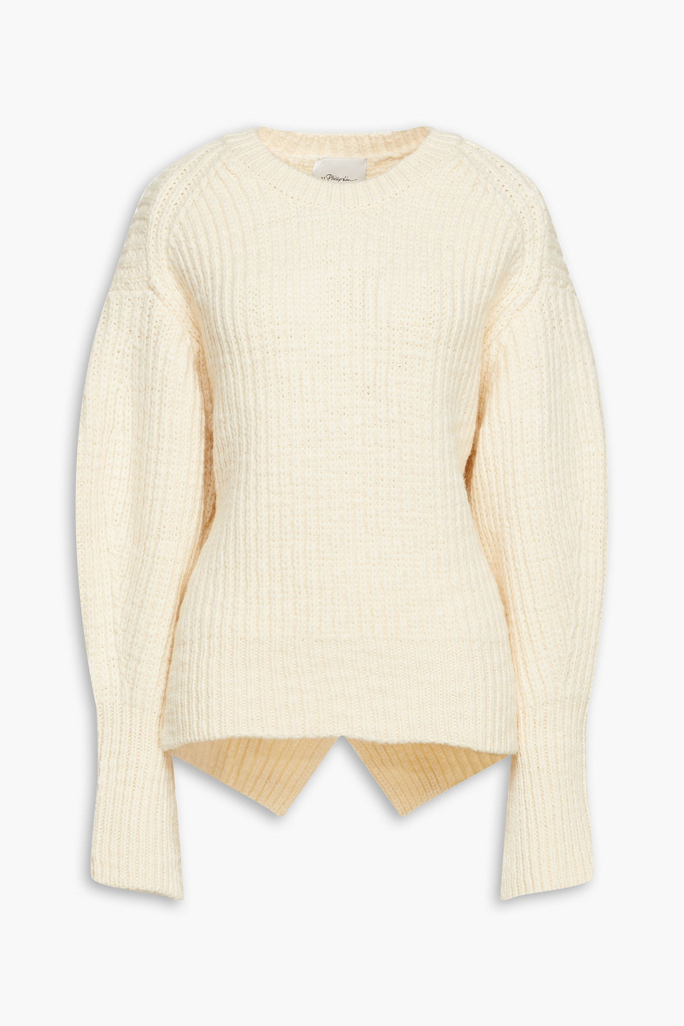 3.1 Phillip Lim Cutout Ribbed Wool Sweater In Neutral