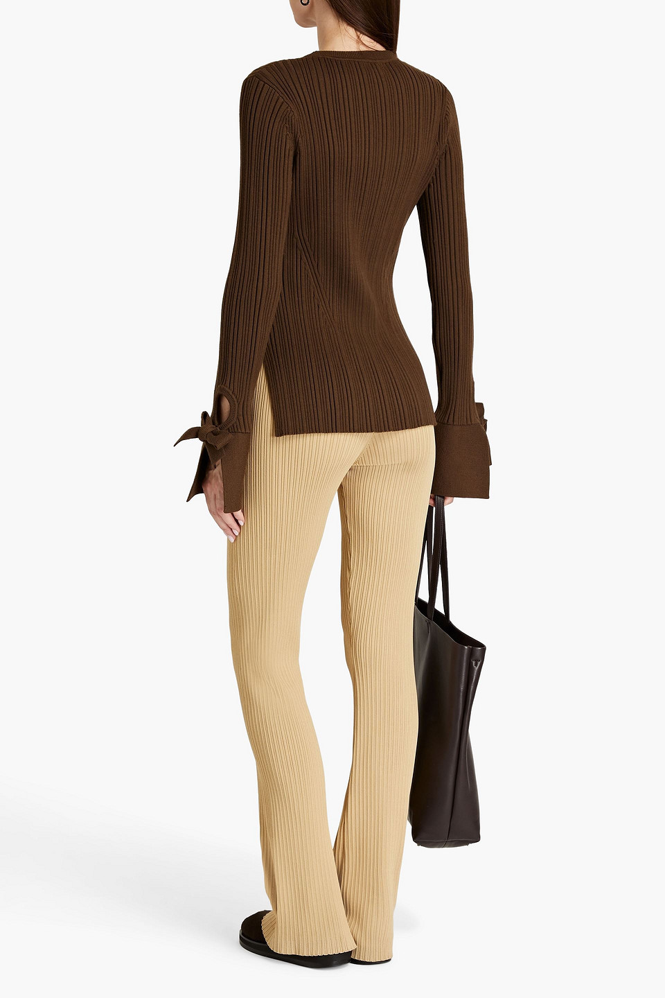  3.1 Phillip Lim - Gerippter Pullover Aus Einer Wollmischung Mit Bindedetail - Grün - Xs 