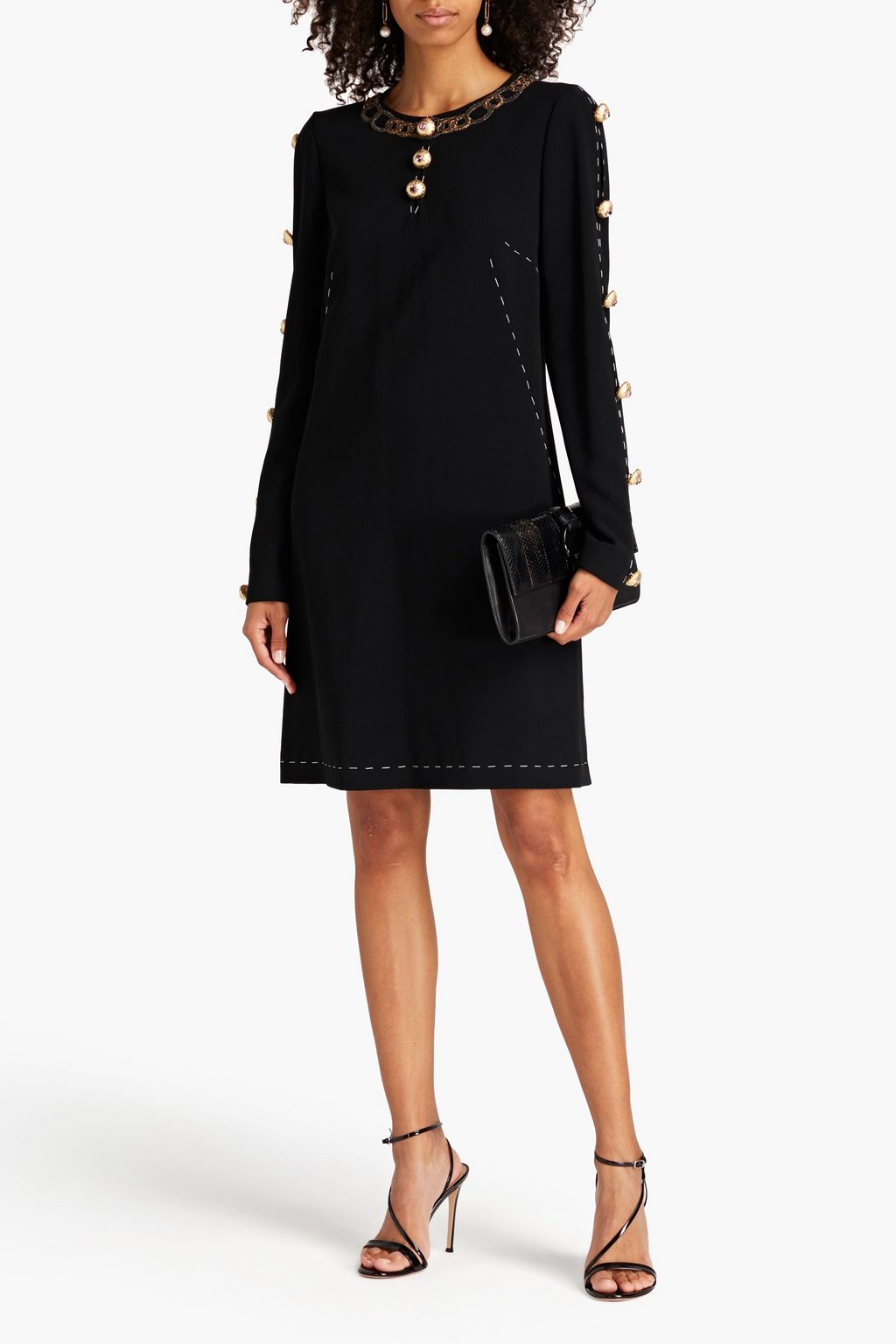 DOLCE&GABBANA Button-embellished crepe dress