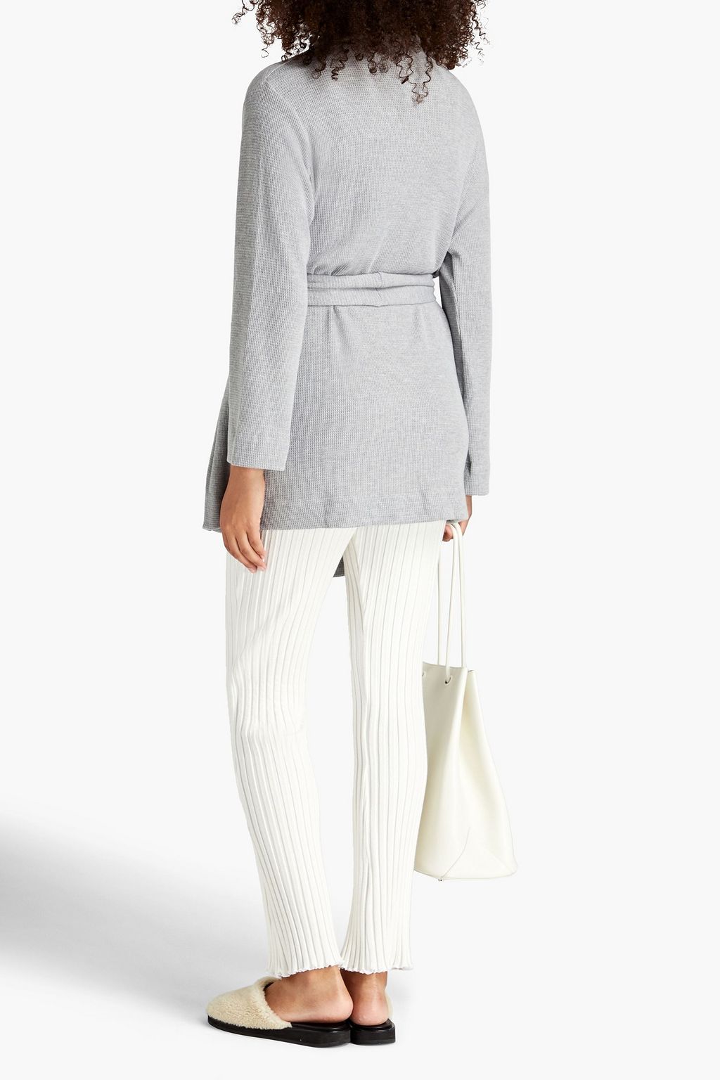 LESET Mélange waffle-knit robe
