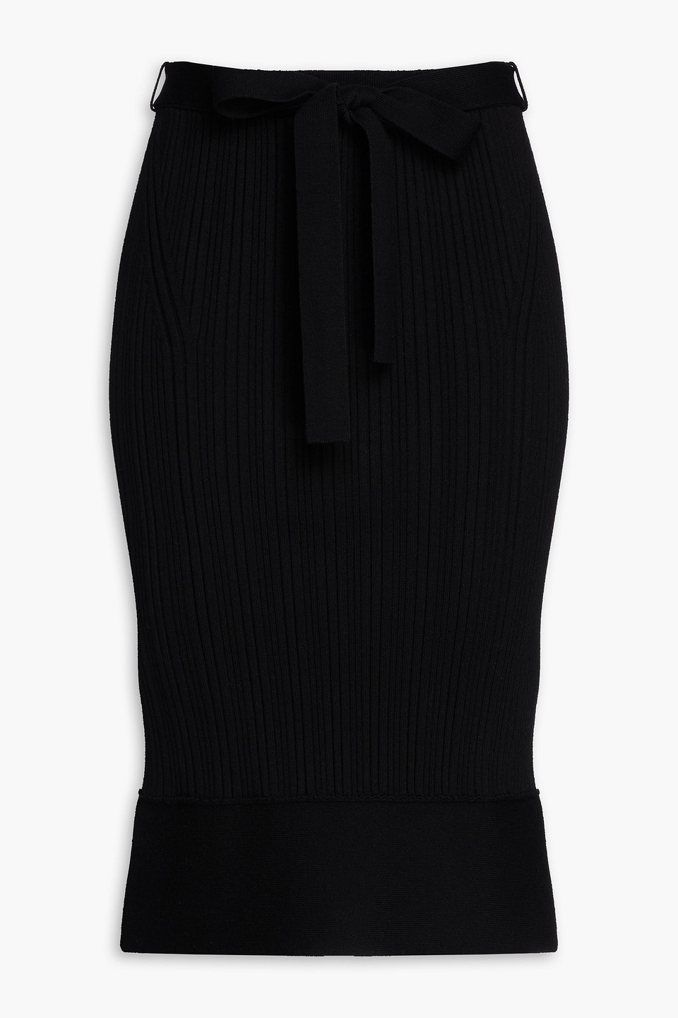 3.1 phillip lim - belted ribbed wool-blend skirt - black - s