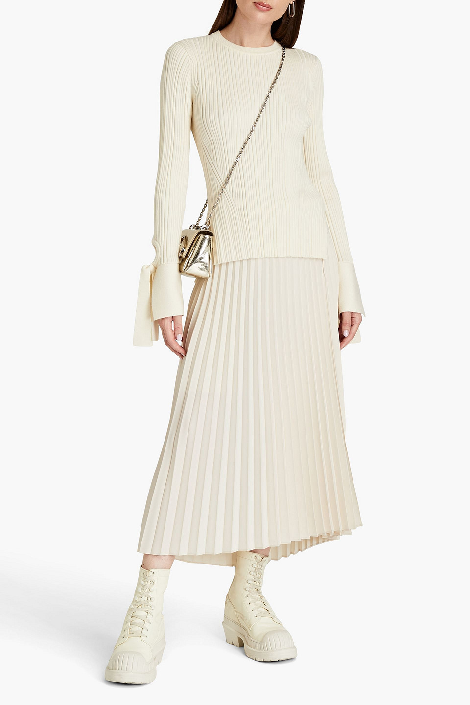  3.1 Phillip Lim - Gerippter Pullover Aus Einer Wollmischung Mit Bindedetail - Weiß - Xs 