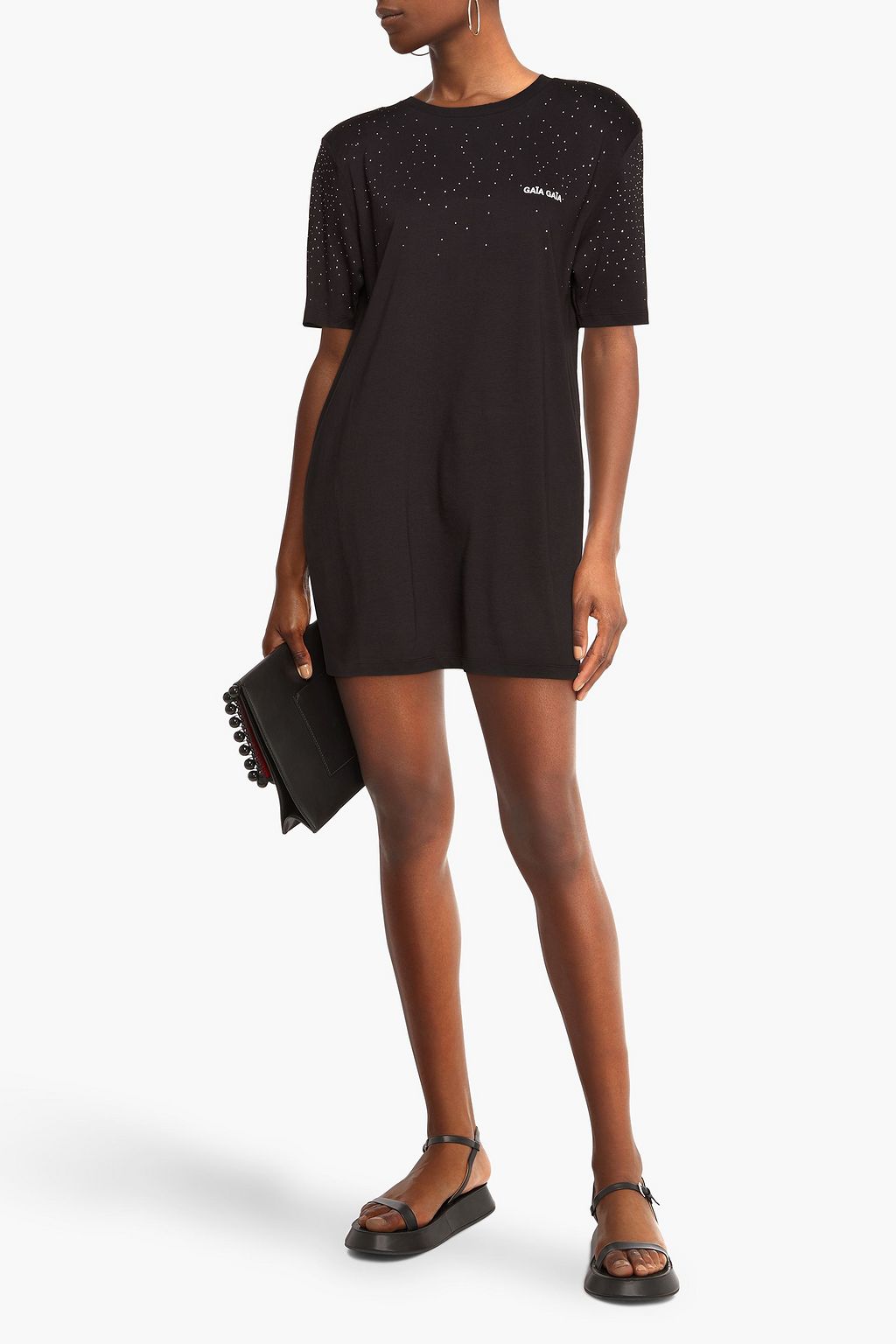 GAÏA GAÏA Crystal-embellished printed cotton-jersey T-shirt