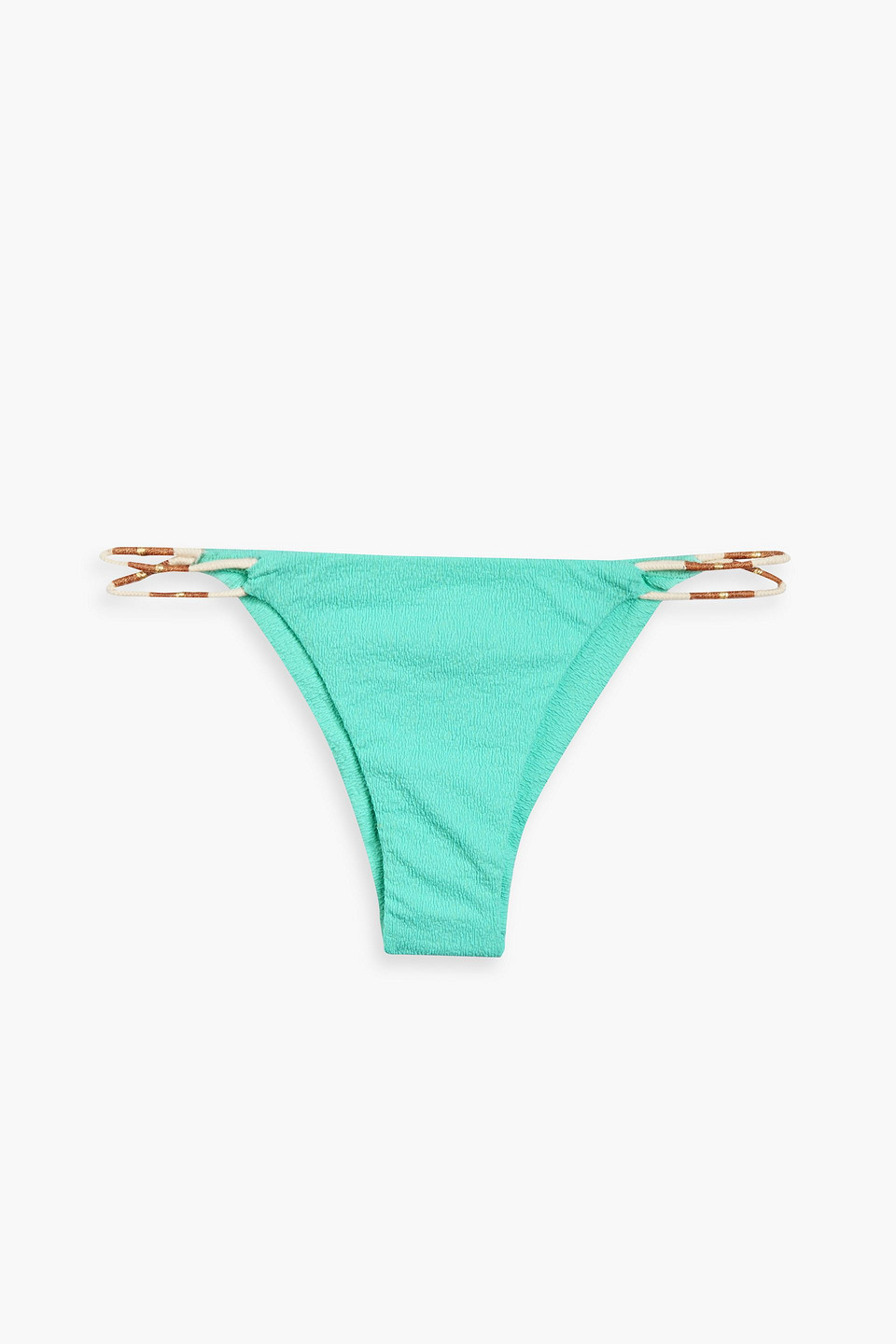 Firenze Laura bead-embellished cloqué low-rise bikini briefs
