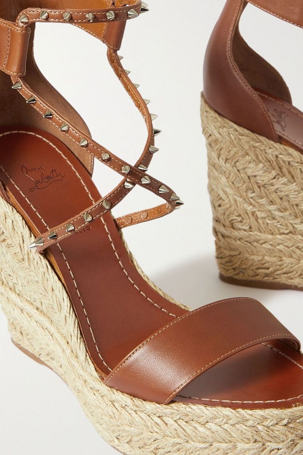 CHRISTIAN LOUBOUTIN Chocazeppa 120 studded leather espadrille wedge sandals