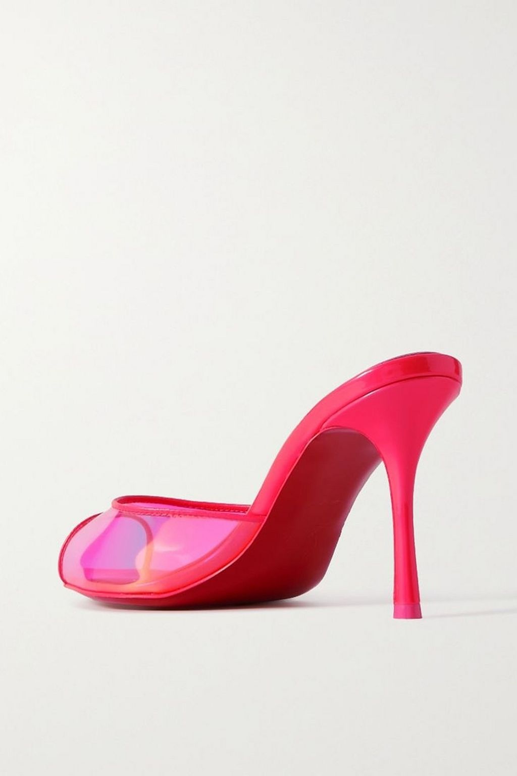 CHRISTIAN LOUBOUTIN Me Dolly 85 patent-leather trimmed iridescent PVC mules
