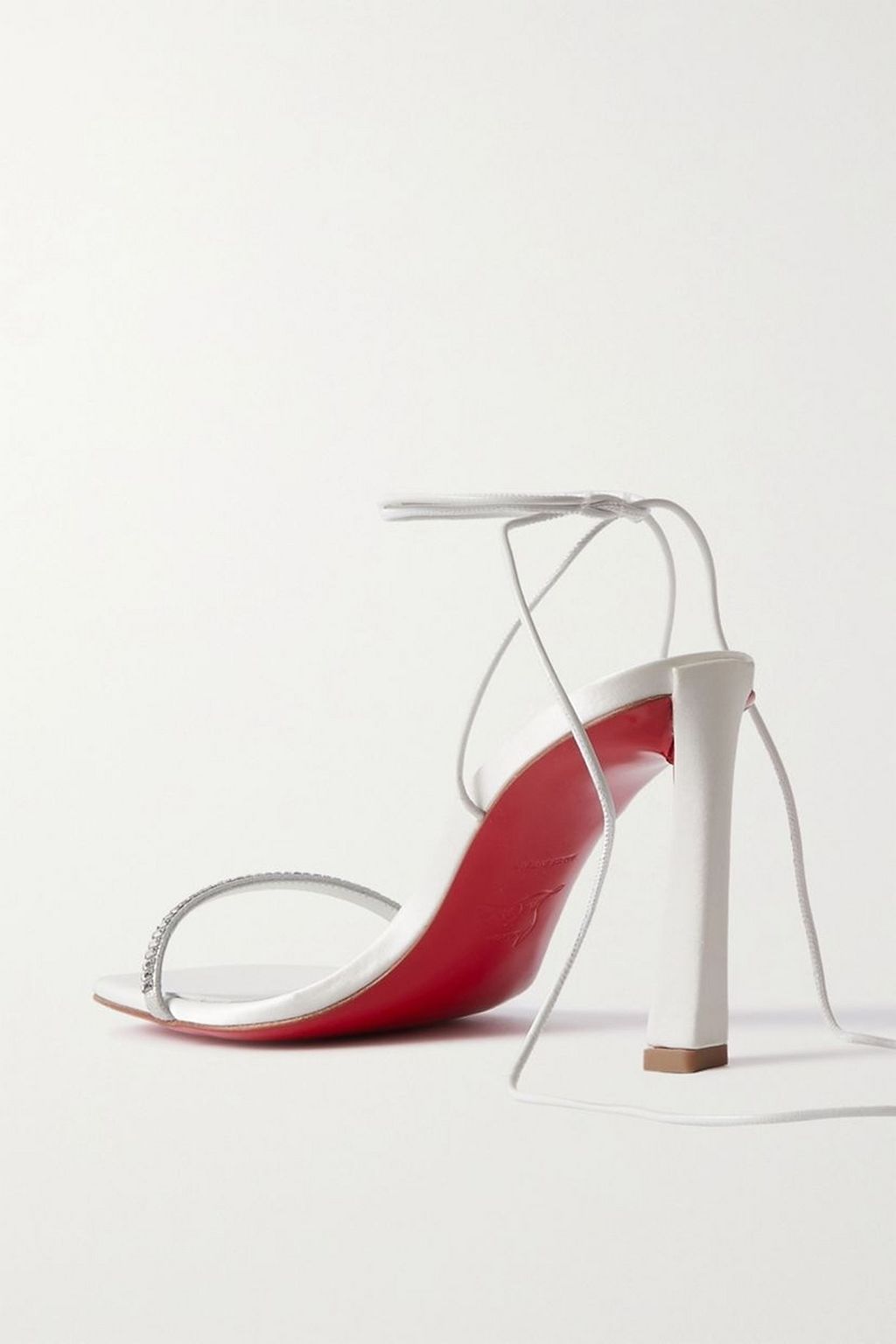CHRISTIAN LOUBOUTIN صندل Condora Lacestrass من الساتان المزركش بكعب 85 مم