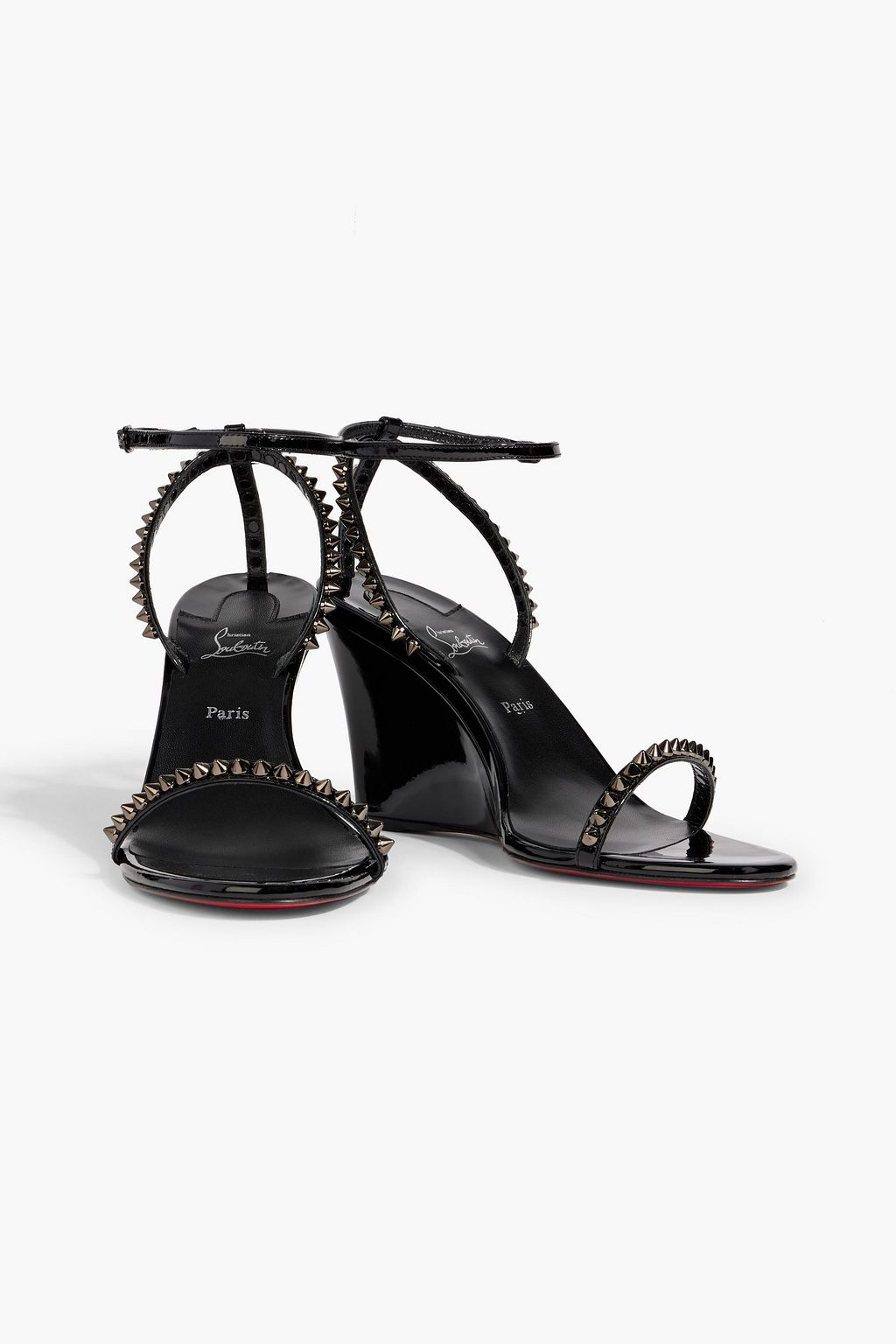 CHRISTIAN LOUBOUTIN So Me 85 studded patent-leather wedge sandals