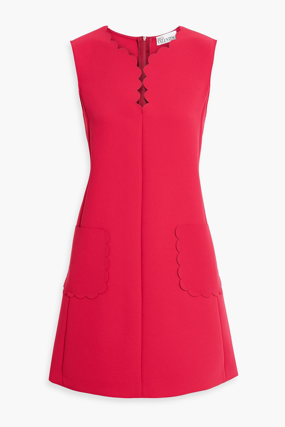 Red Valentino Scalloped Crepe Mini Dress In Red