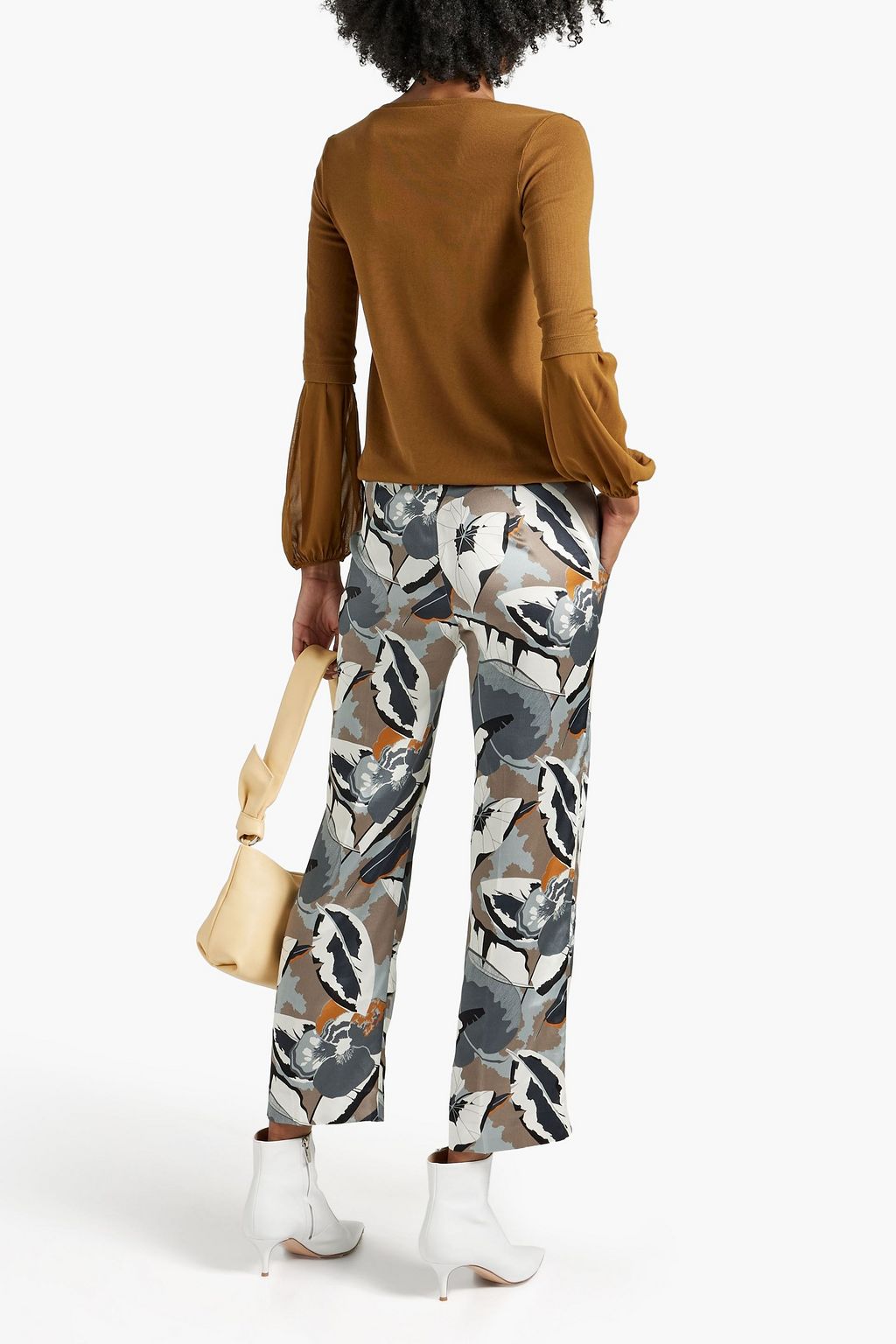 FABIANA FILIPPI Cropped printed silk-satin straight-leg pants