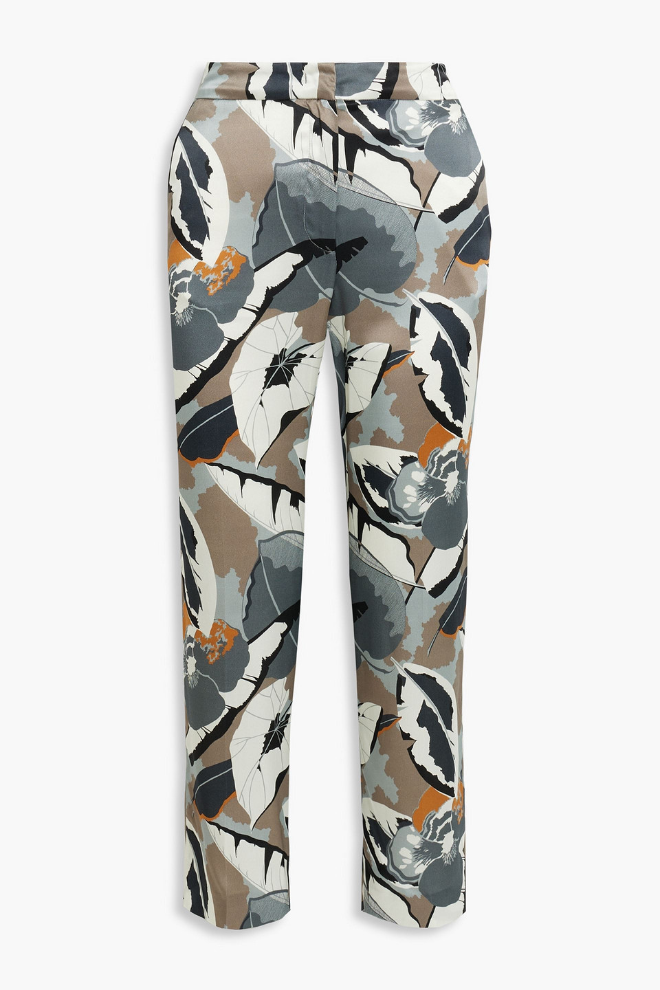 Fabiana Filippi Cropped Printed Silk-satin Straight-leg Pants In Multicolor