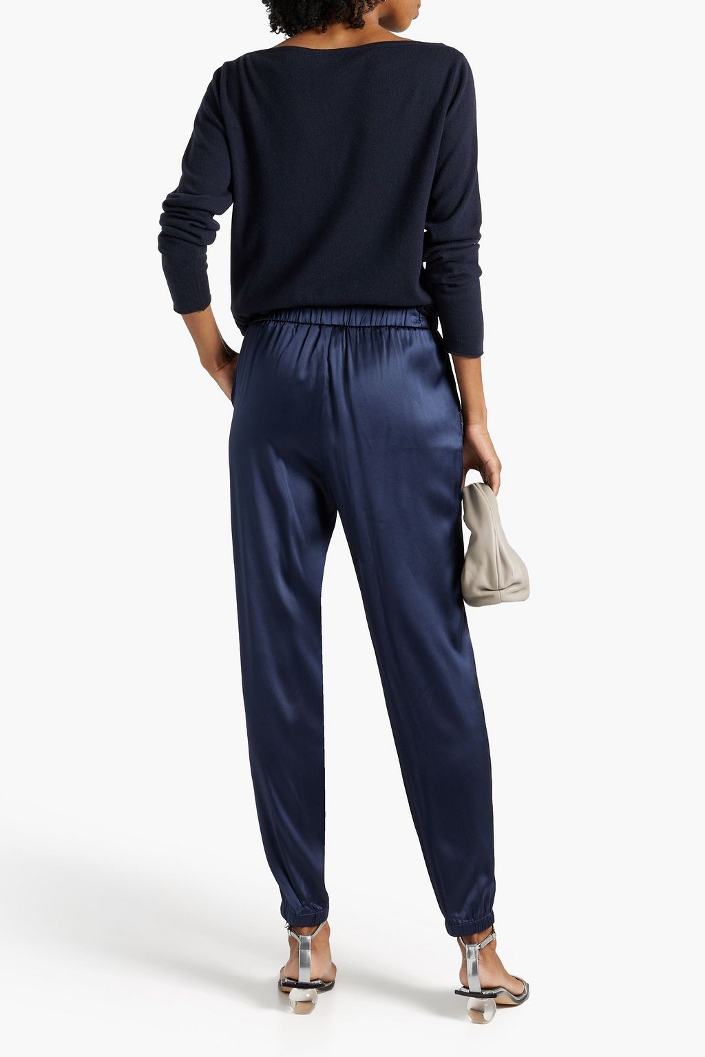 FABIANA FILIPPI Embellished silk-blend satin tapered pants
