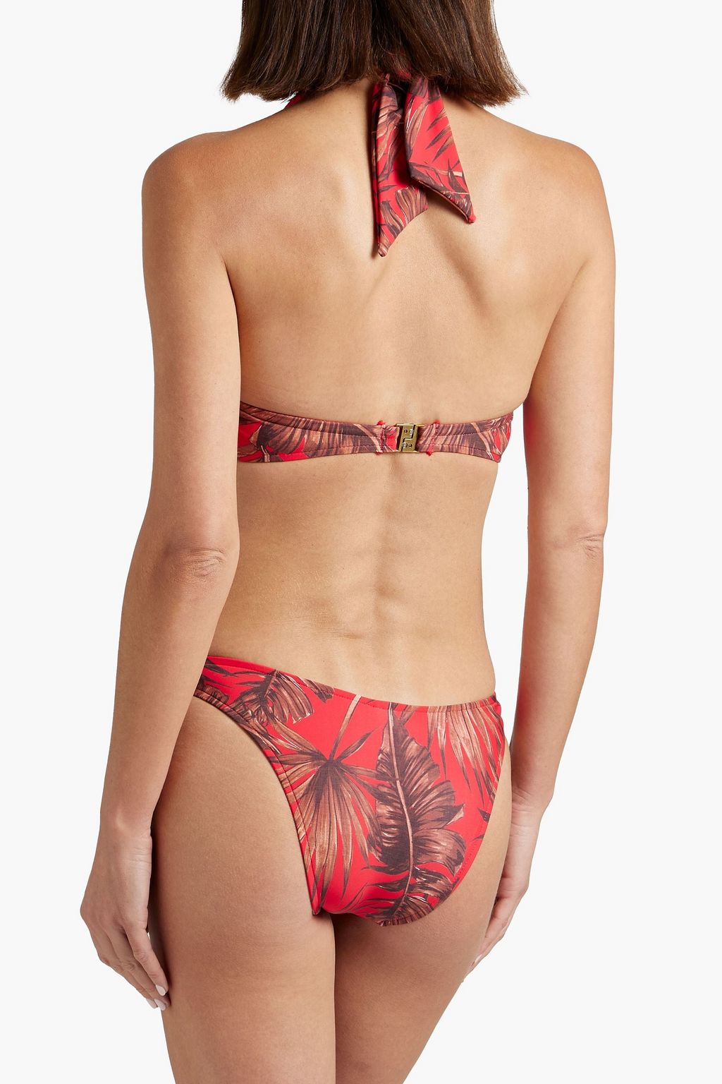 SEAFOLLY Printed ruched recycled halterneck bikini top