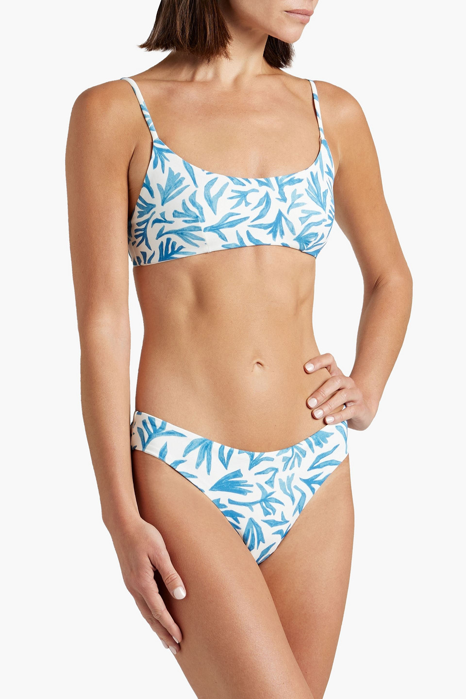 Onia Daisy Printed Low-rise Bikini Briefs In White