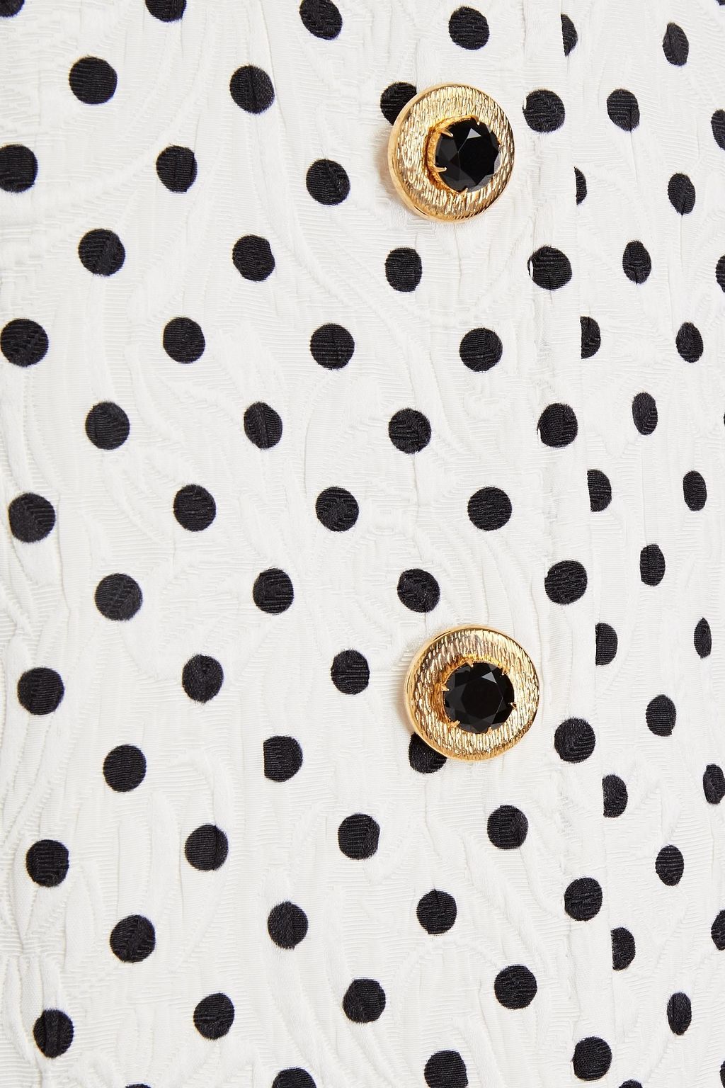 DOLCE & GABBANA Lace-trimmed polka-dot cotton-blend jacquard coat