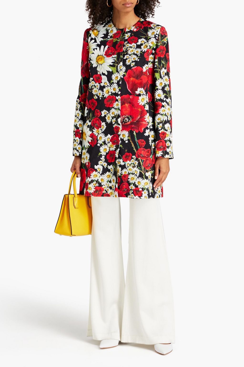 DOLCE & GABBANA Floral-print cotton-blend jacquard coat