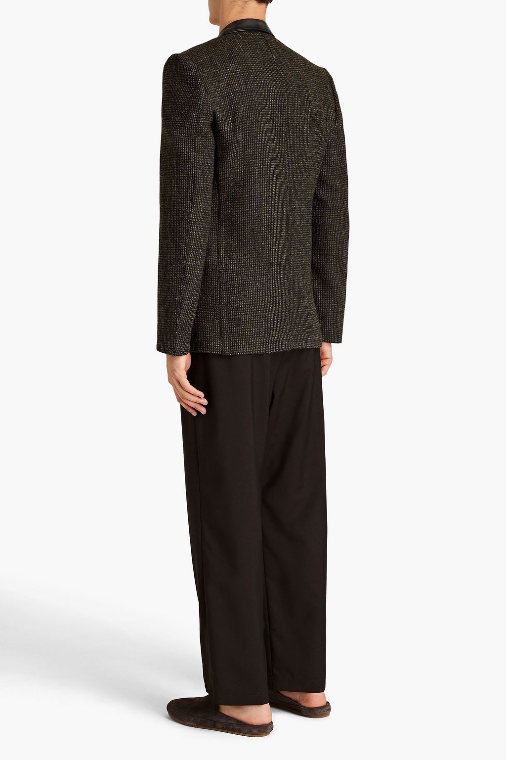 LEMAIRE Leather-trimmed wool-tweed blazer